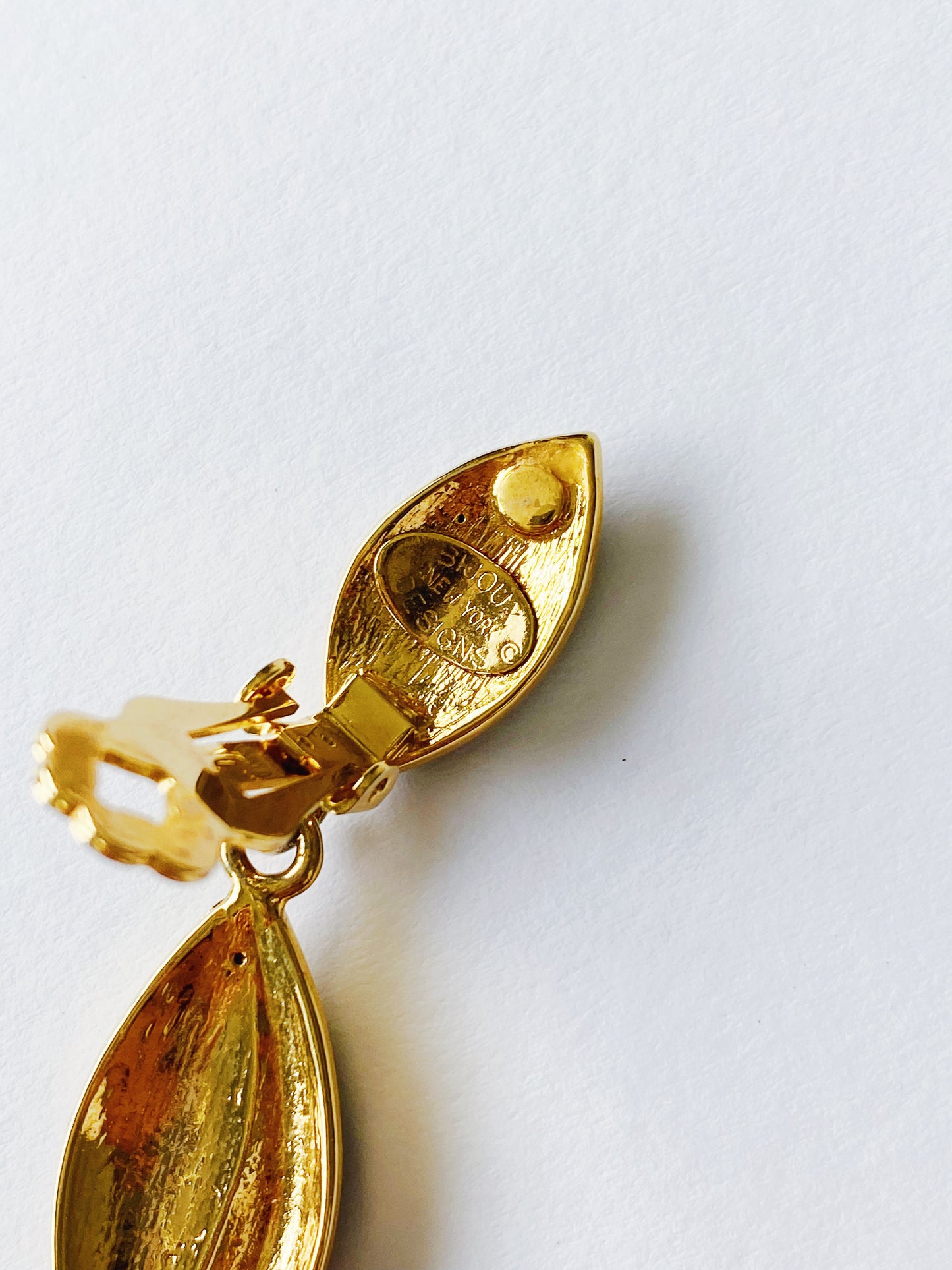 Vintage Bijoux Design Ribbon Rhinestone Earrings
