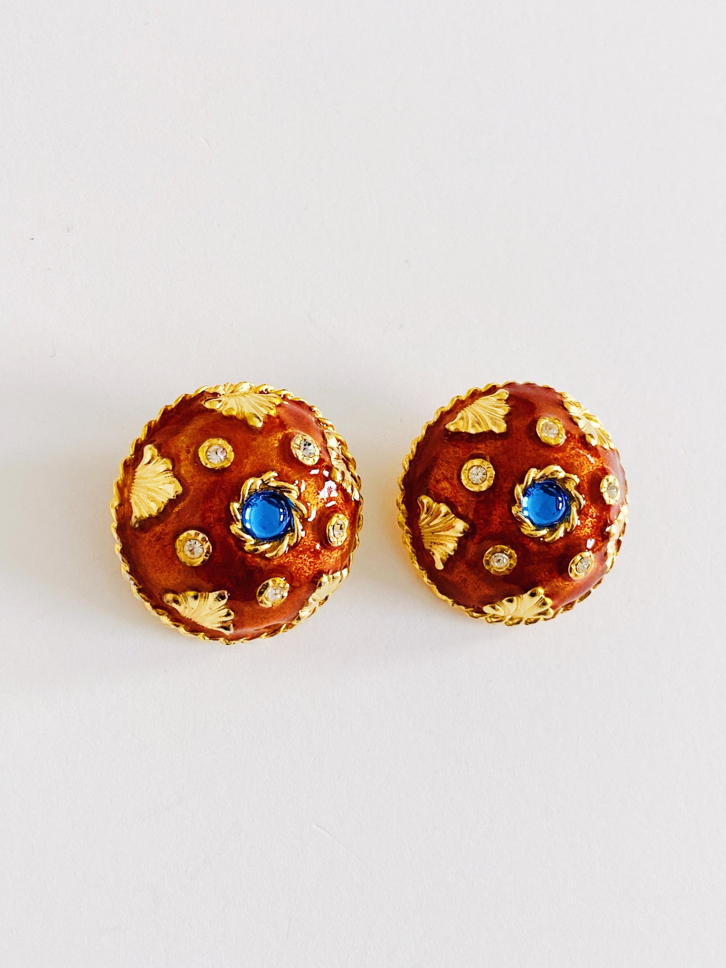 Vintage YOSCA Orange Enamel Earrings