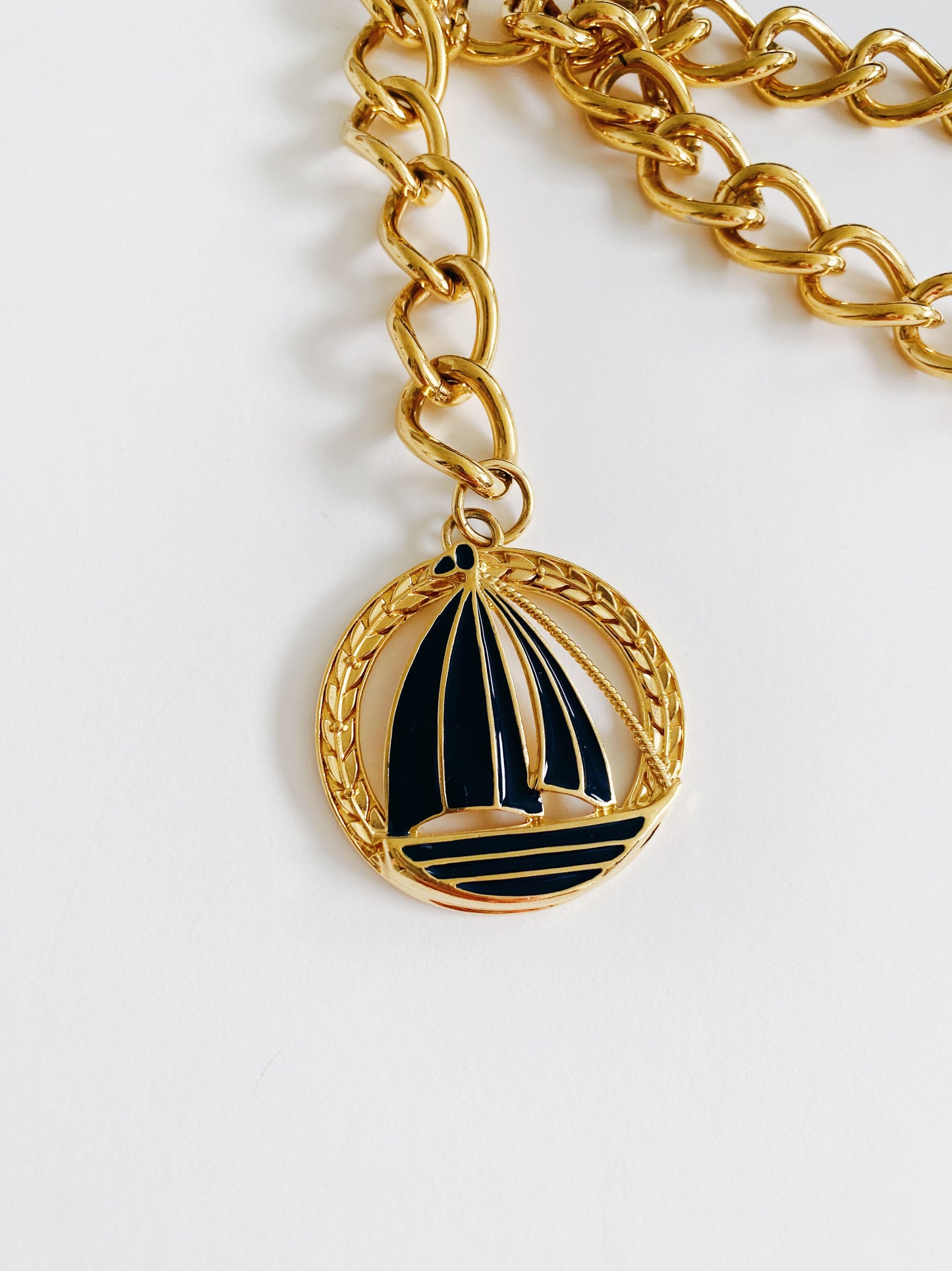Vintage St. John Sailboat Double Chain Belt – 24K Gold-Plated