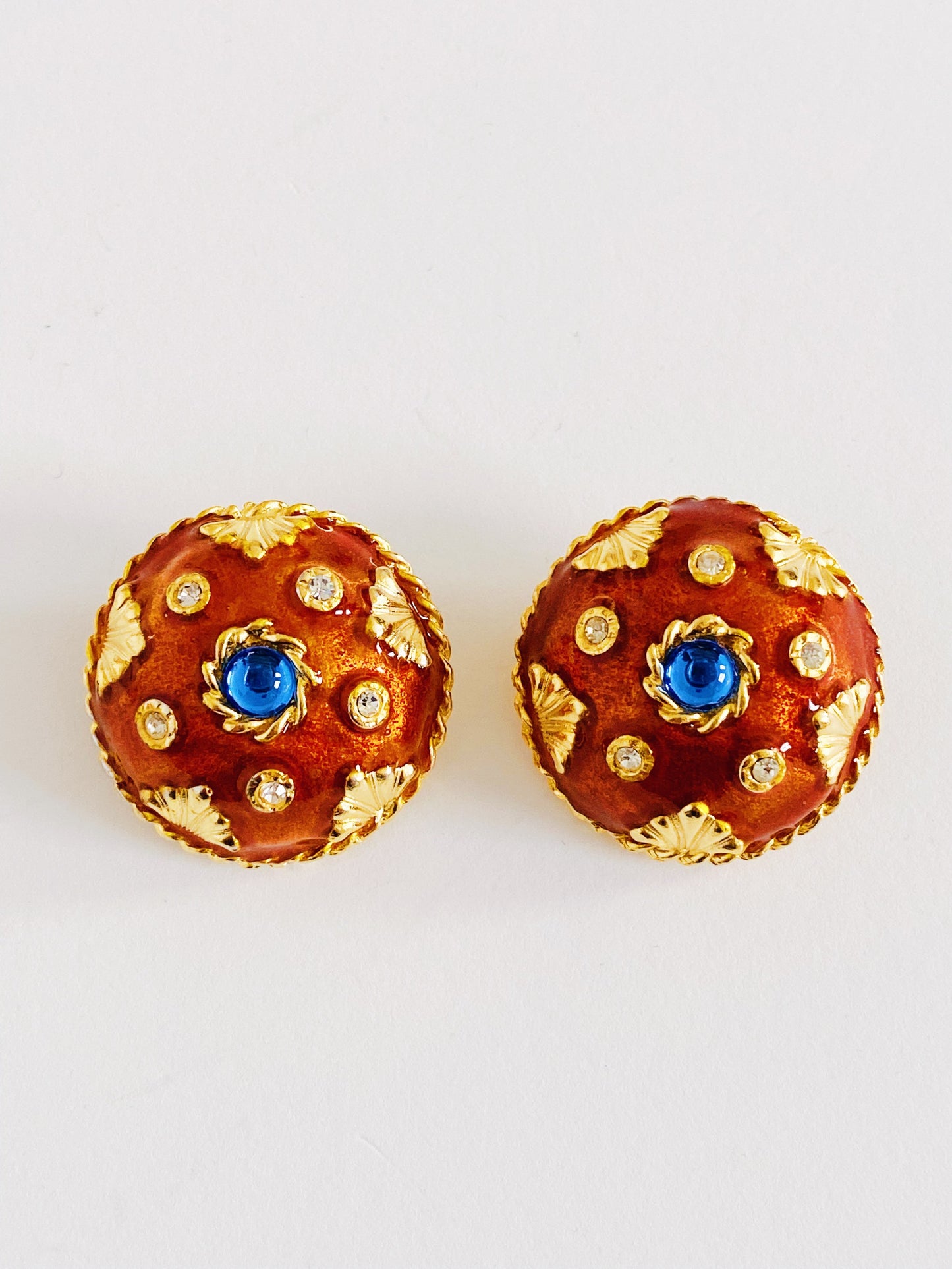 Vintage YOSCA Orange Enamel Earrings