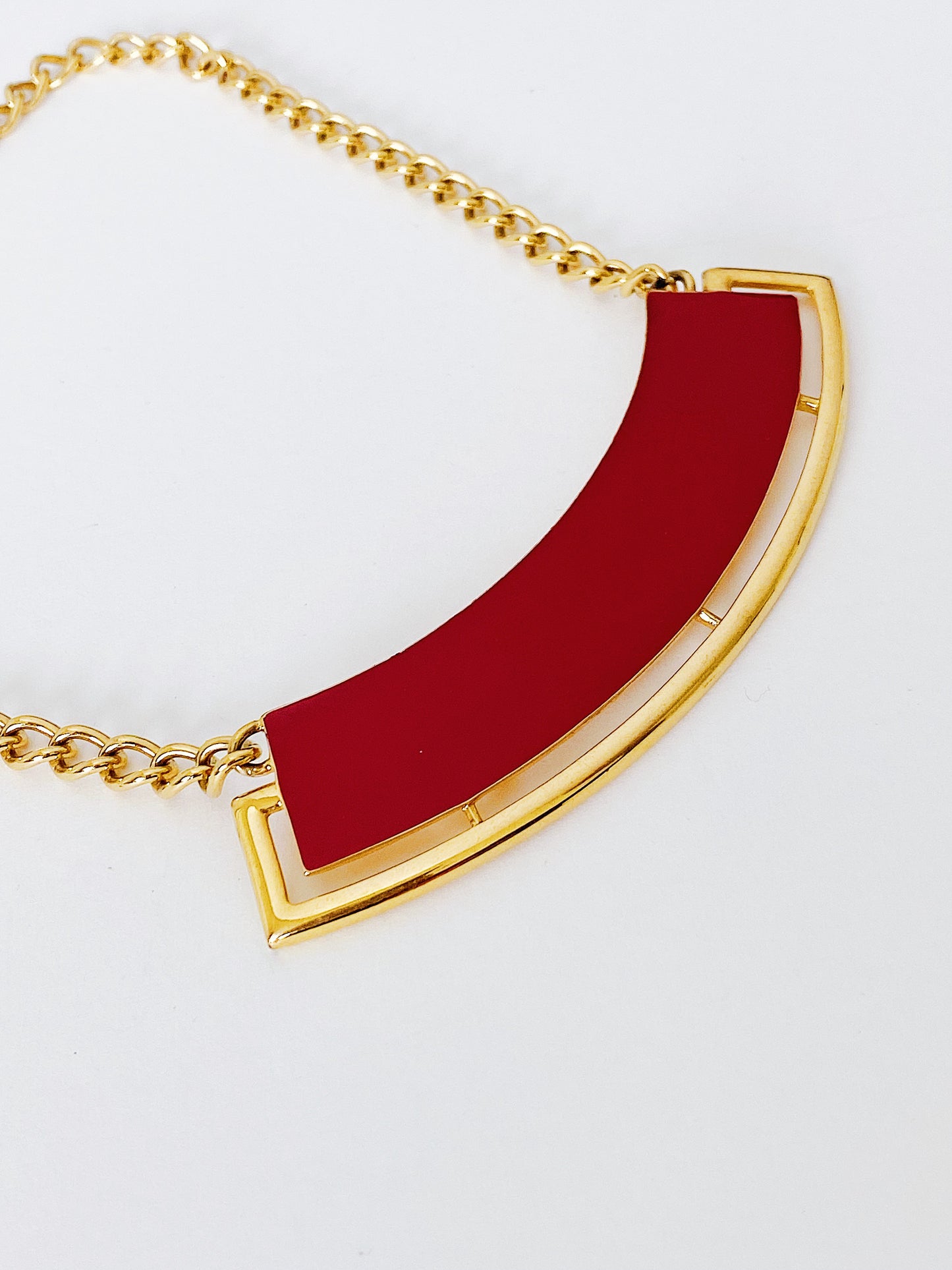 Vintage Monet Abstract Red Enamel Necklace