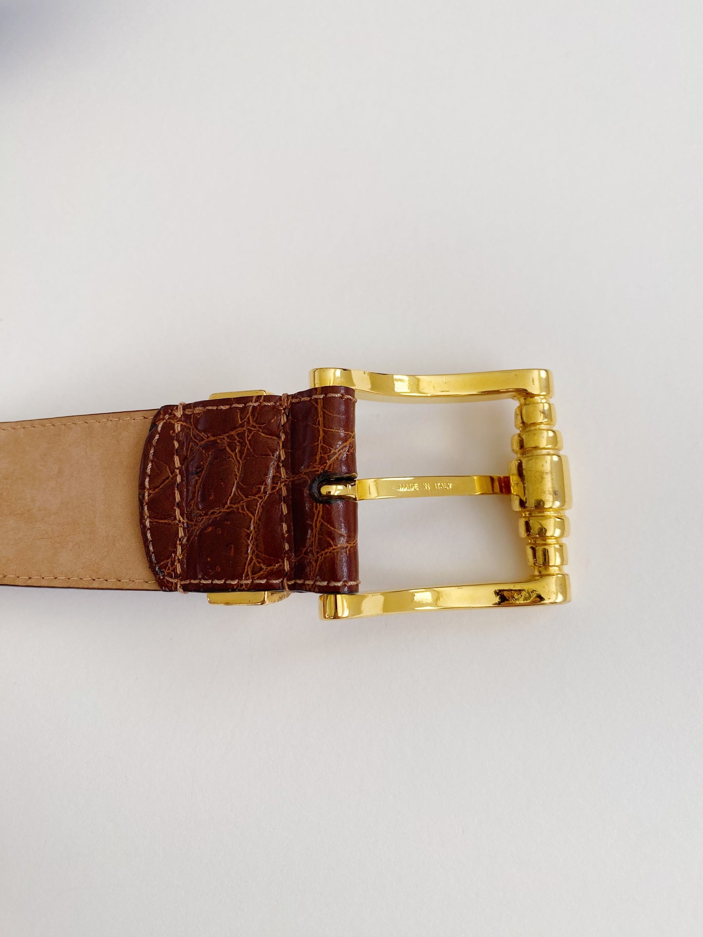 Vintage Carlisle Alligator Embossed Leather Belt