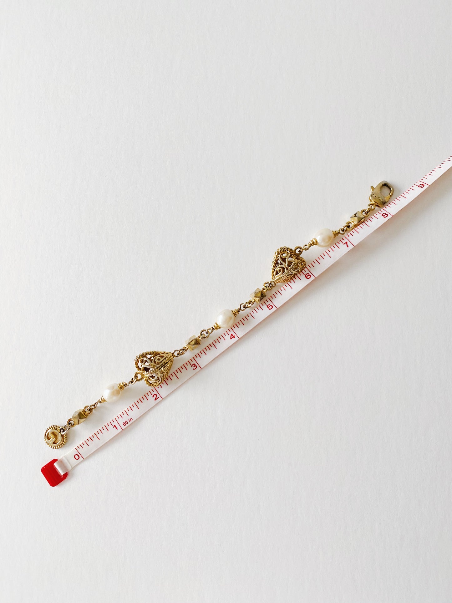 Vintage St. John Heart and Baroque Pearl Bracelet