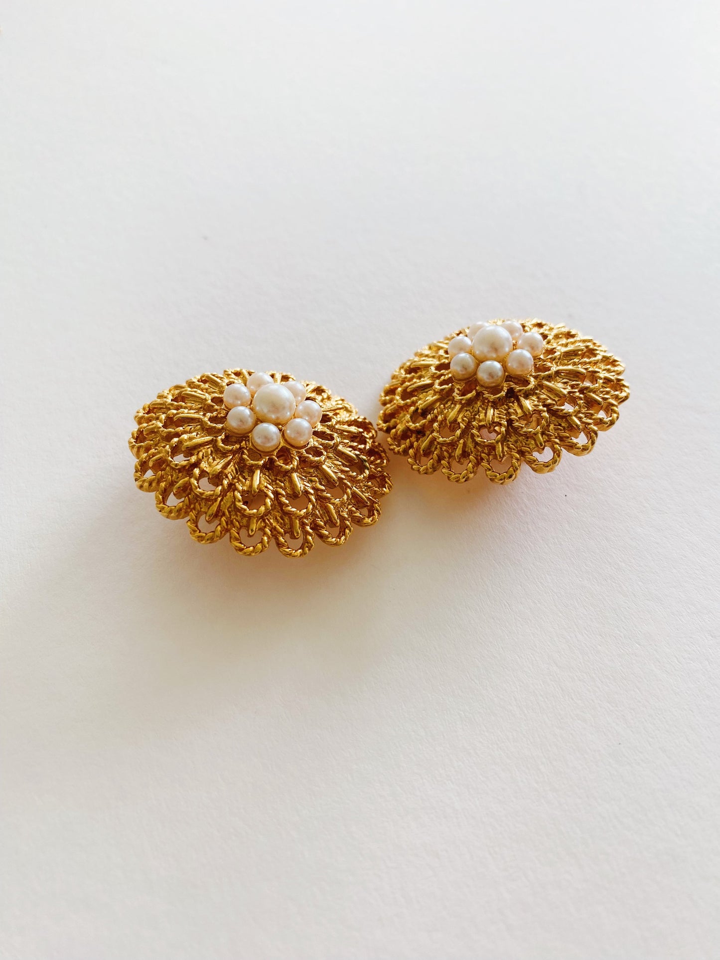 Vintage Avon Filigree Pearl Clip Earrings
