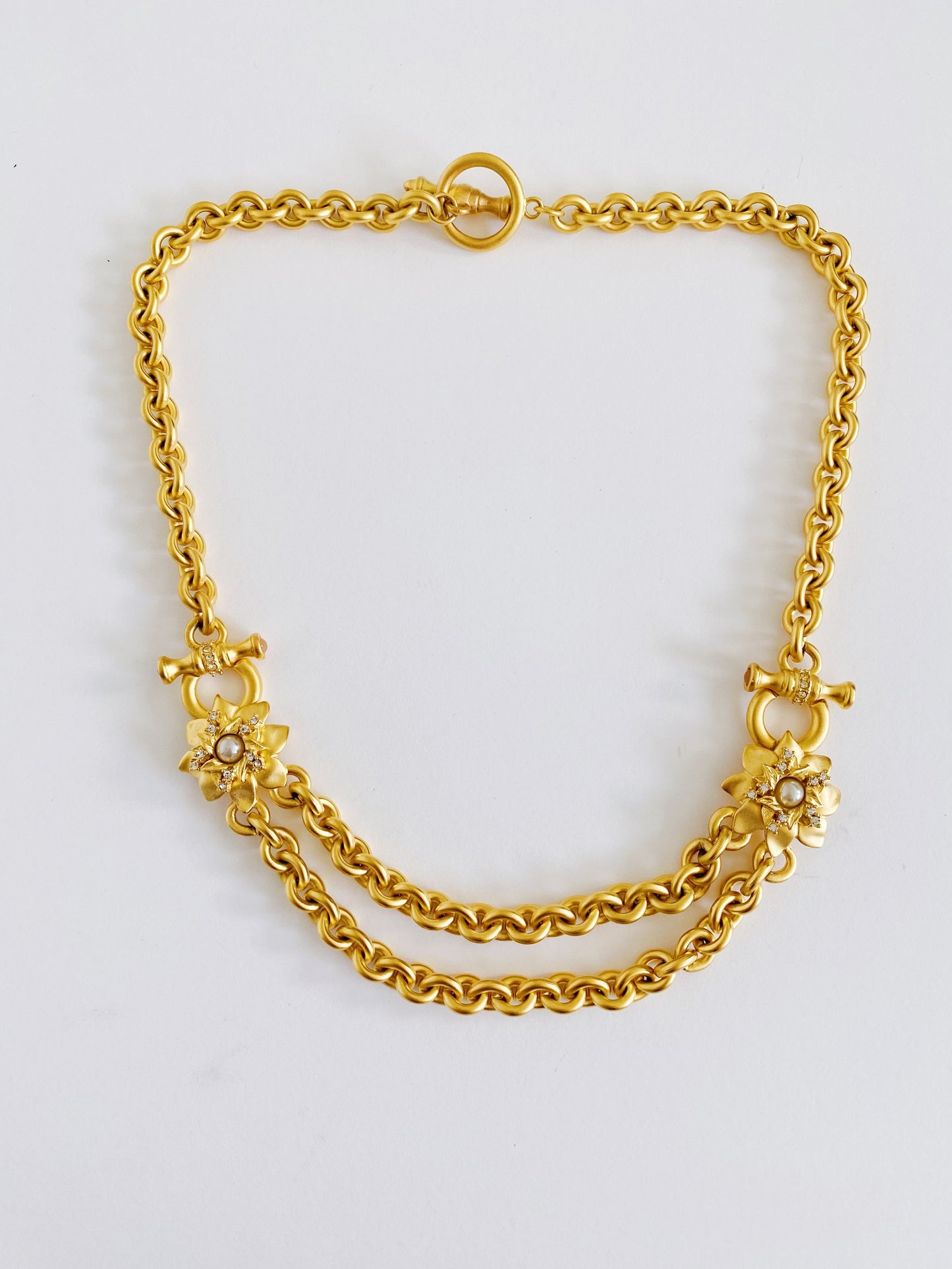 Rare Vintage Jesara Pearl Flower Chain Necklace