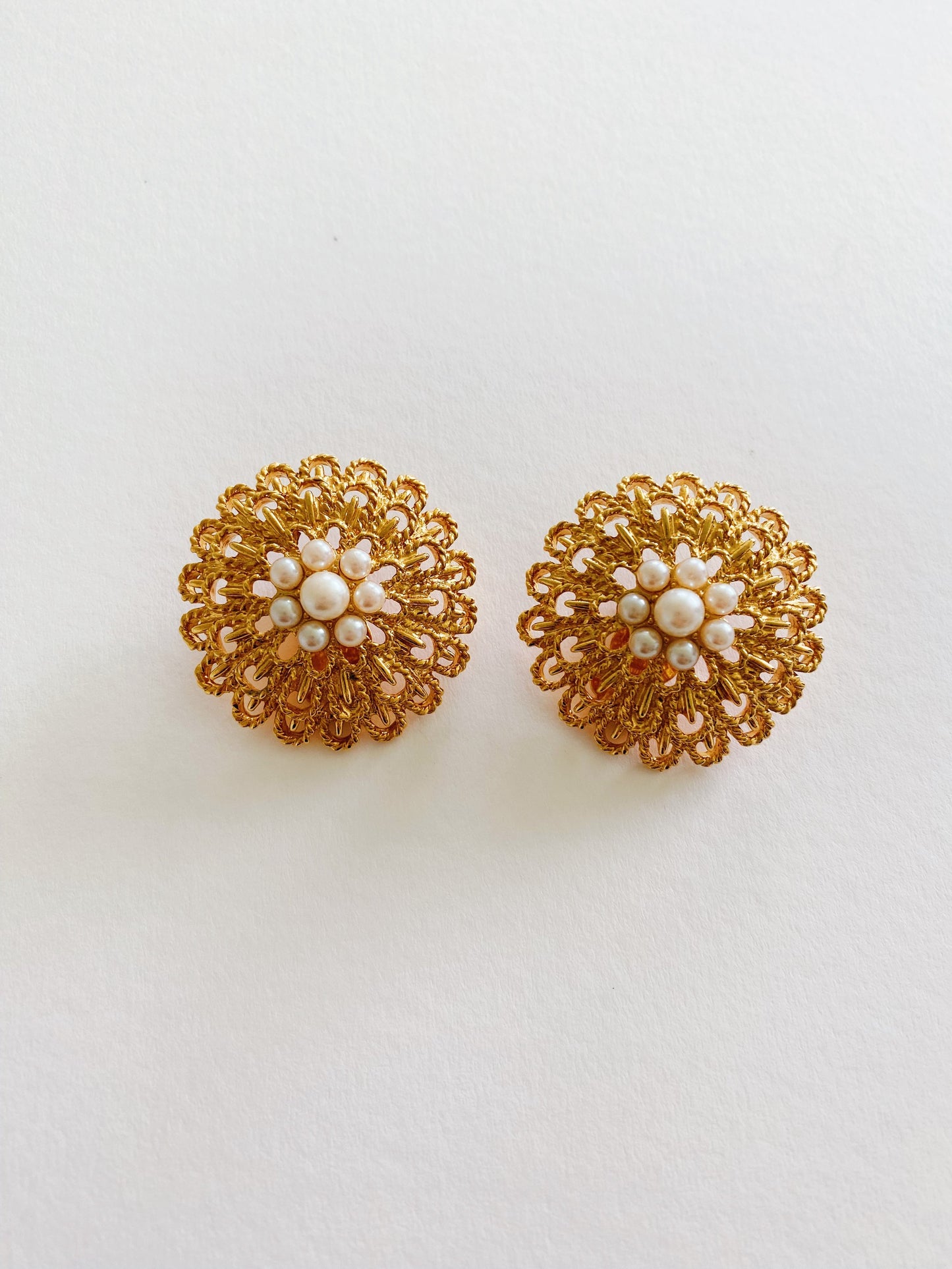 Vintage Avon Filigree Pearl Clip Earrings