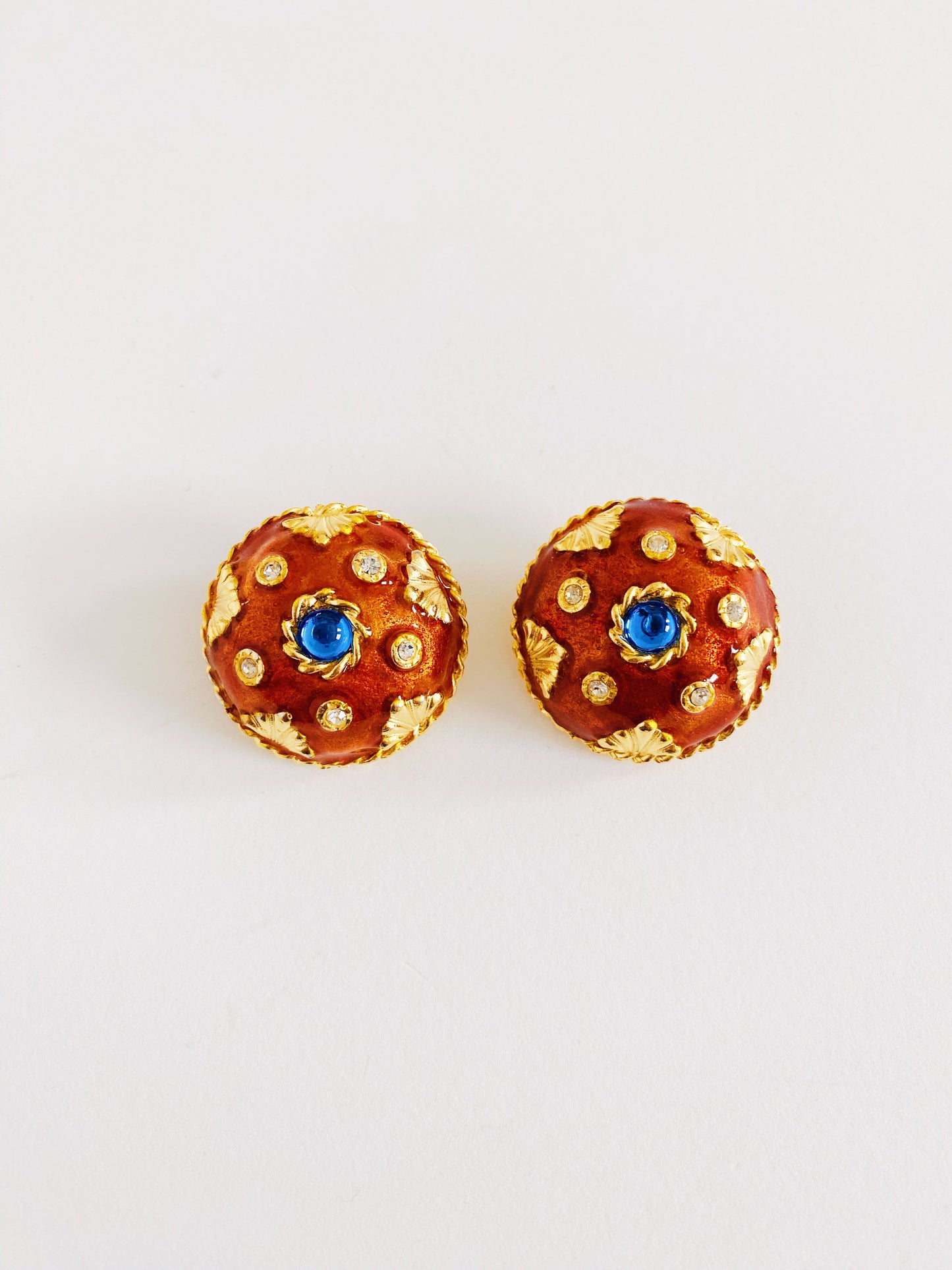 Vintage YOSCA Orange Enamel Earrings