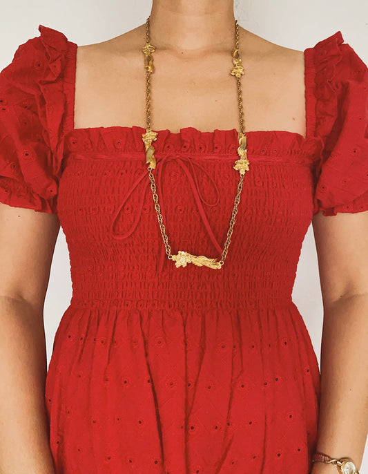 Rare Vintage Judith Leiber Hand Holding Flower Necklace