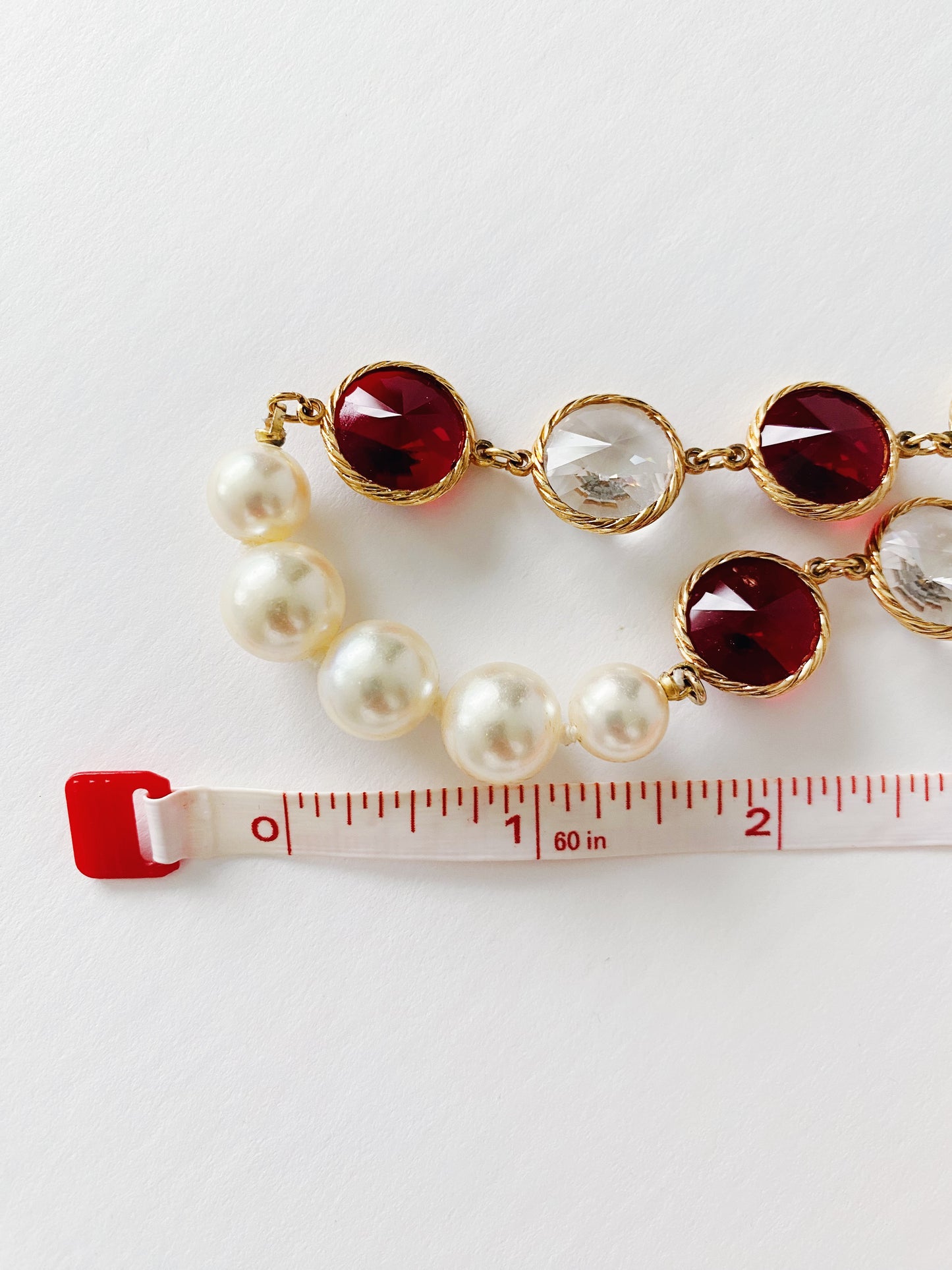 Vintage Rivoli Crystals & Glass Pearls Necklace