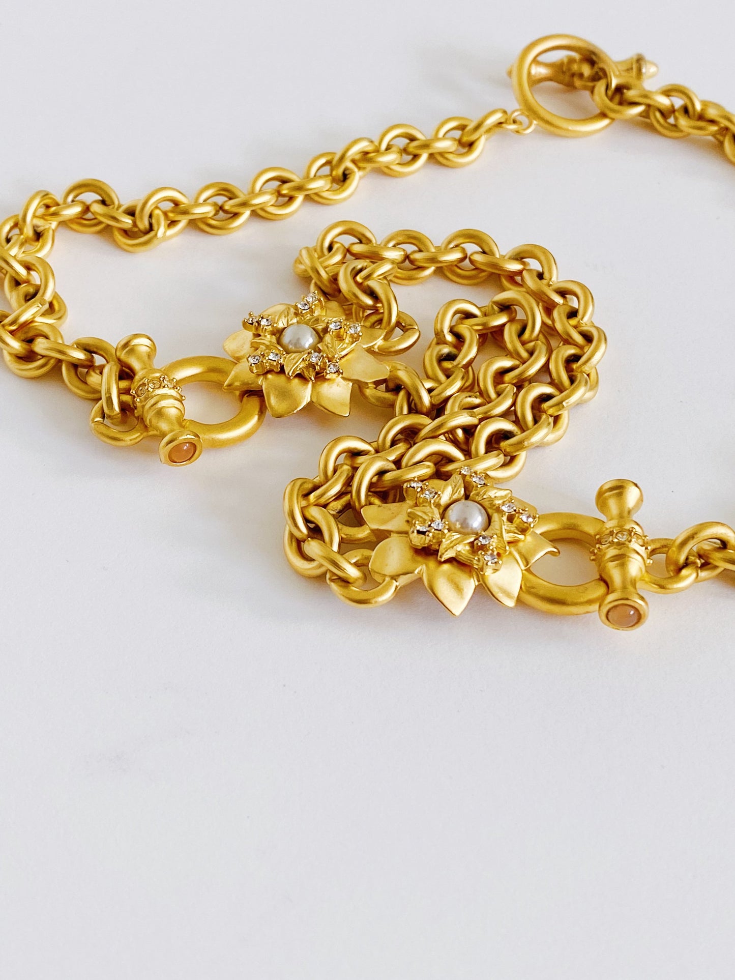 Rare Vintage Jesara Pearl Flower Chain Necklace