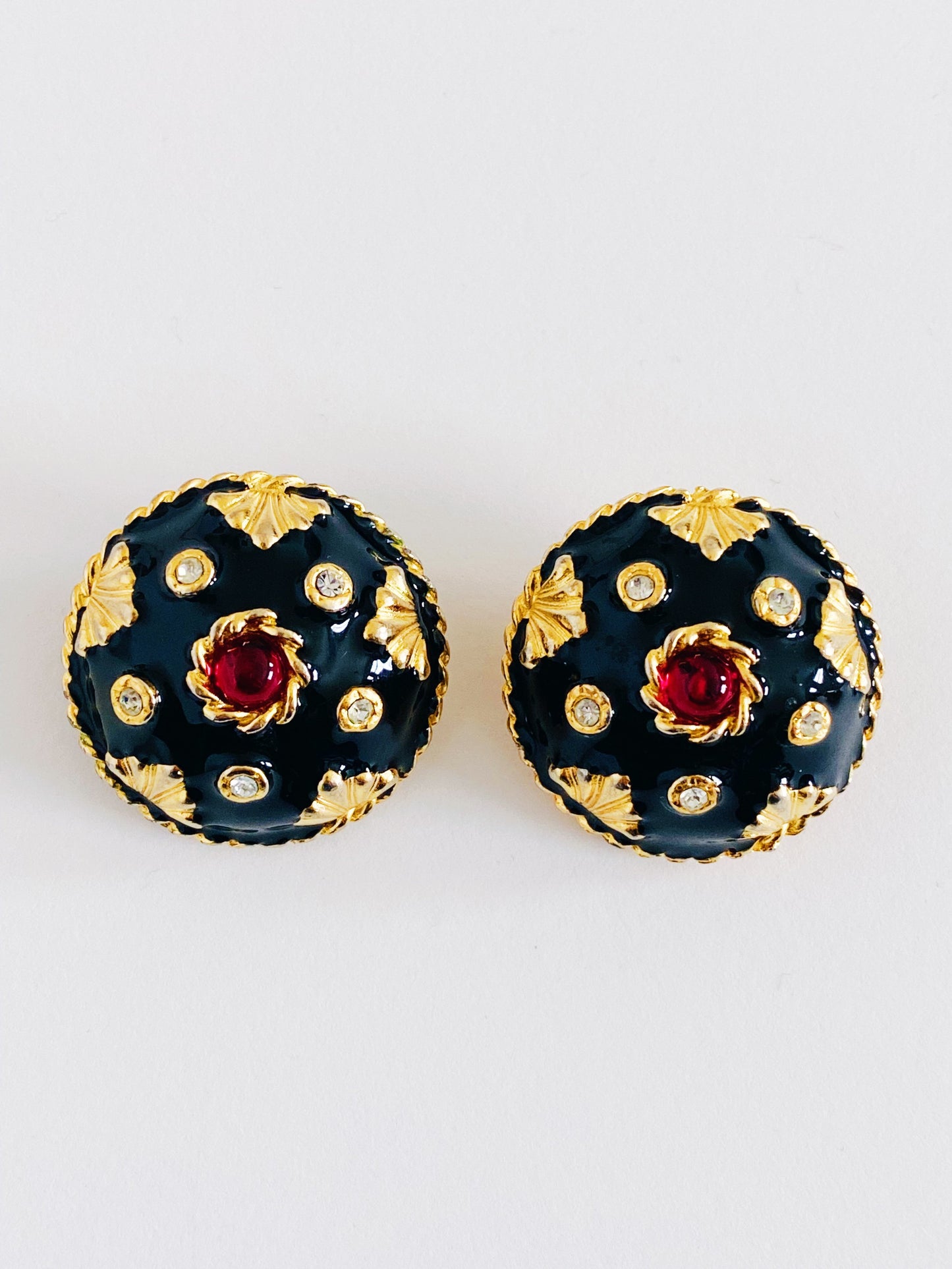 Vintage YOSCA Black Enamel Earrings