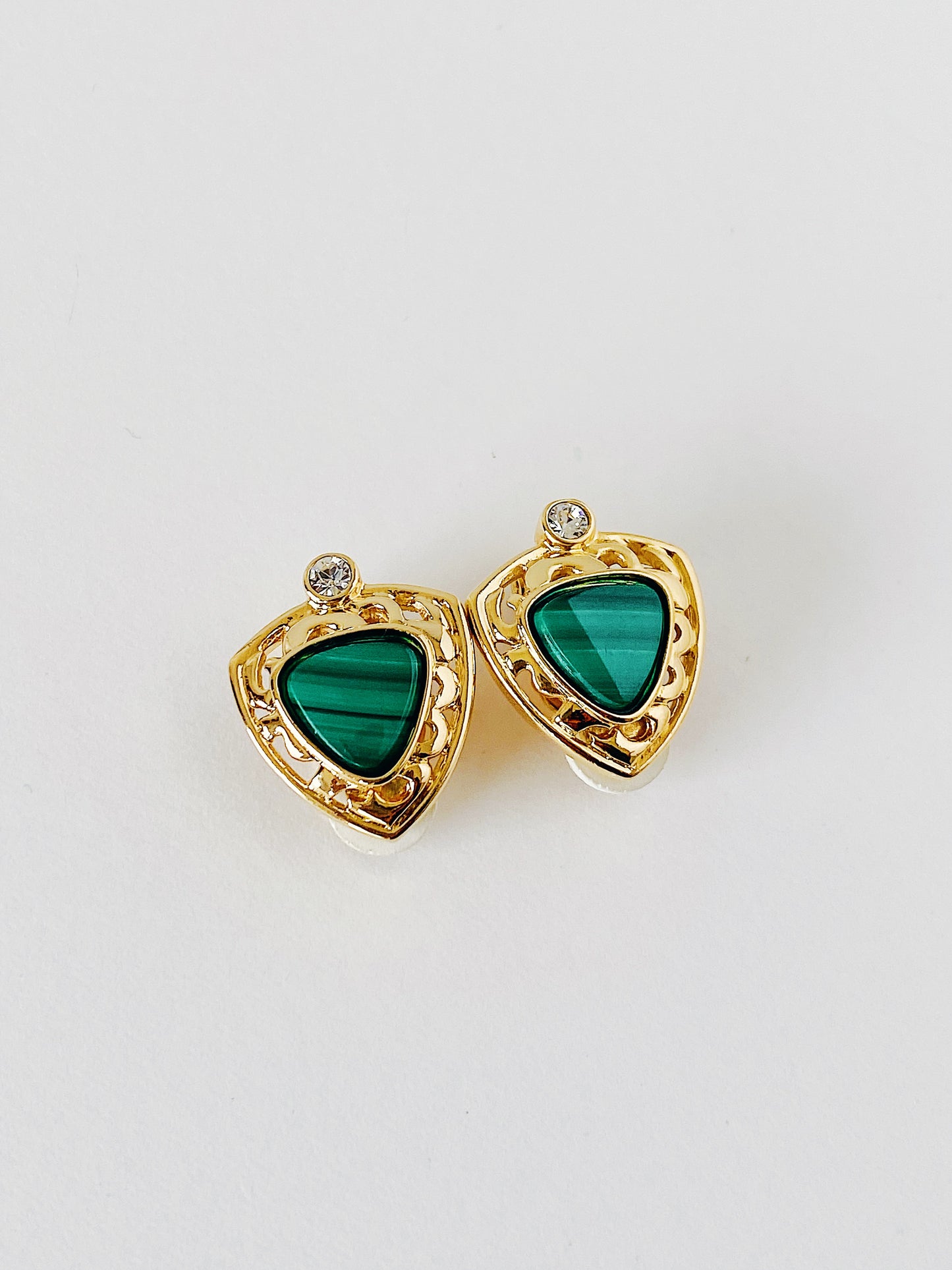 Vintage JBK Camrose & Kross Malachite Clip-On Earrings