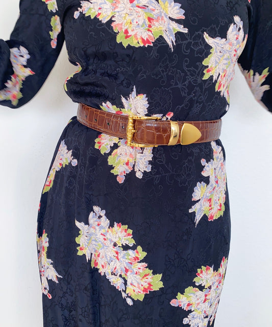 Vintage Carlisle Alligator Embossed Leather Belt