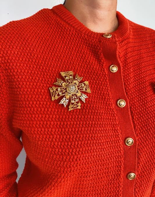 Vintage Kenneth Jay Lane KJL Reversible Maltese Cross Brooch Pendant