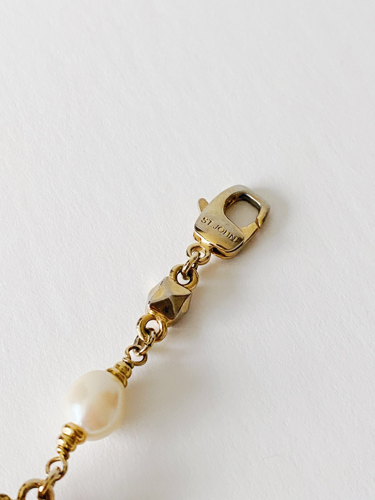 Vintage St. John Heart and Baroque Pearl Bracelet