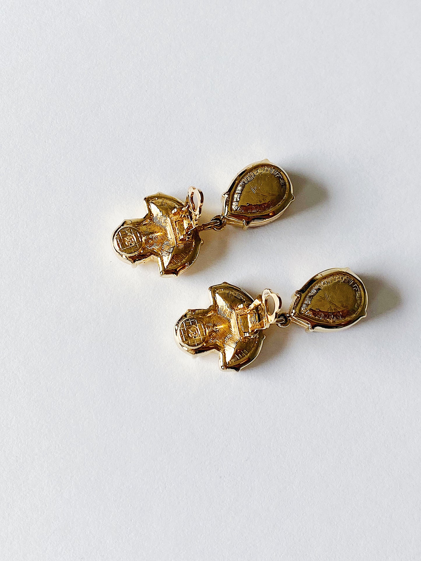 Vintage Swarovski Amethyst & Clear Crystal Lotus Clip Earrings