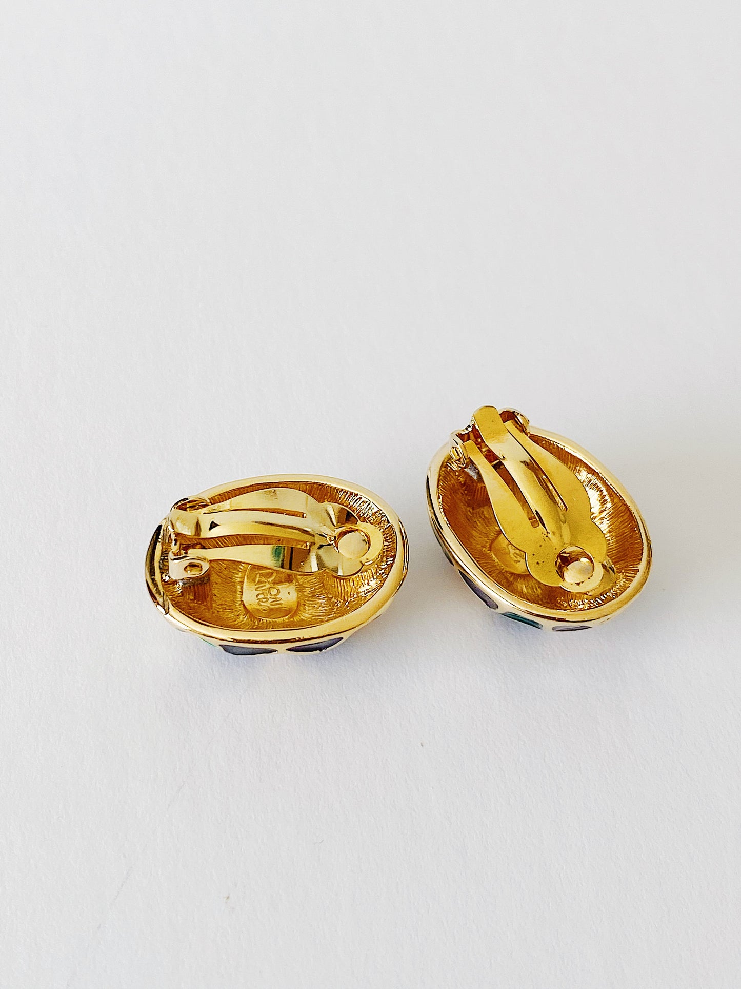 Vintage Joan Rivers Checkered Clip-On Earrings