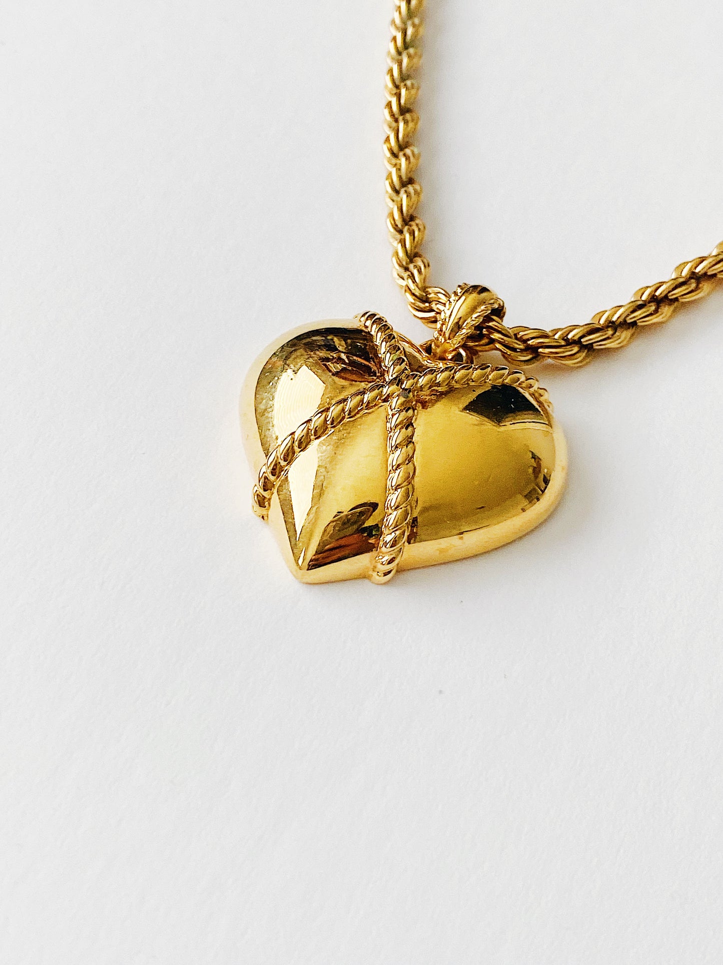 Vintage Monet puffy heart necklace