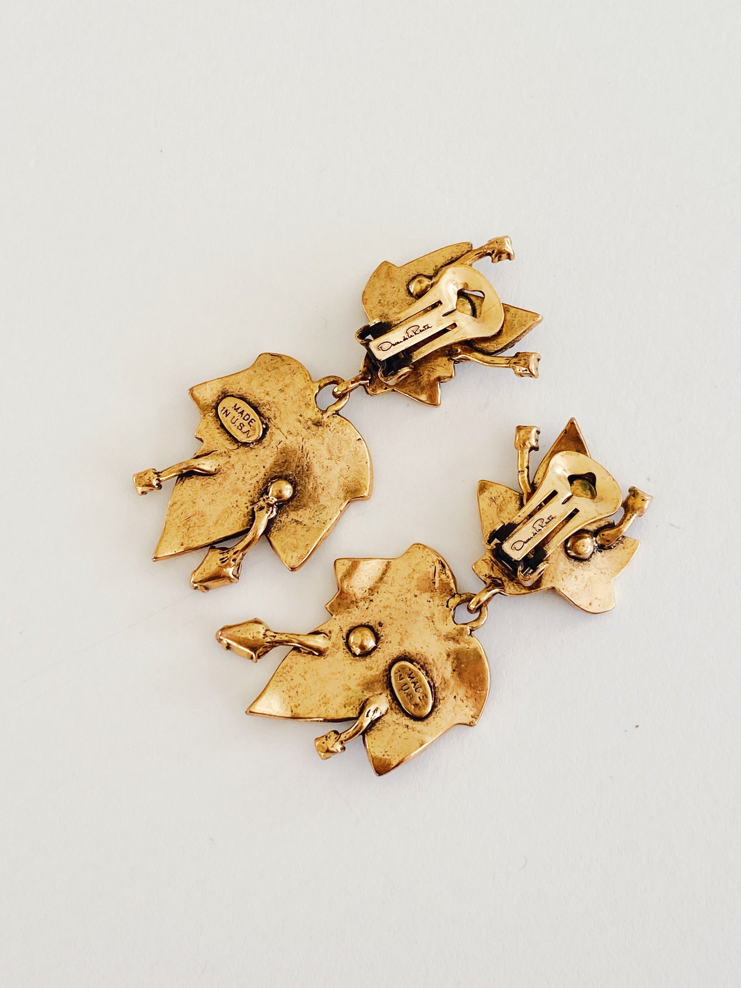 Vintage Oscar de la Renta Leaf Crystal Earrings