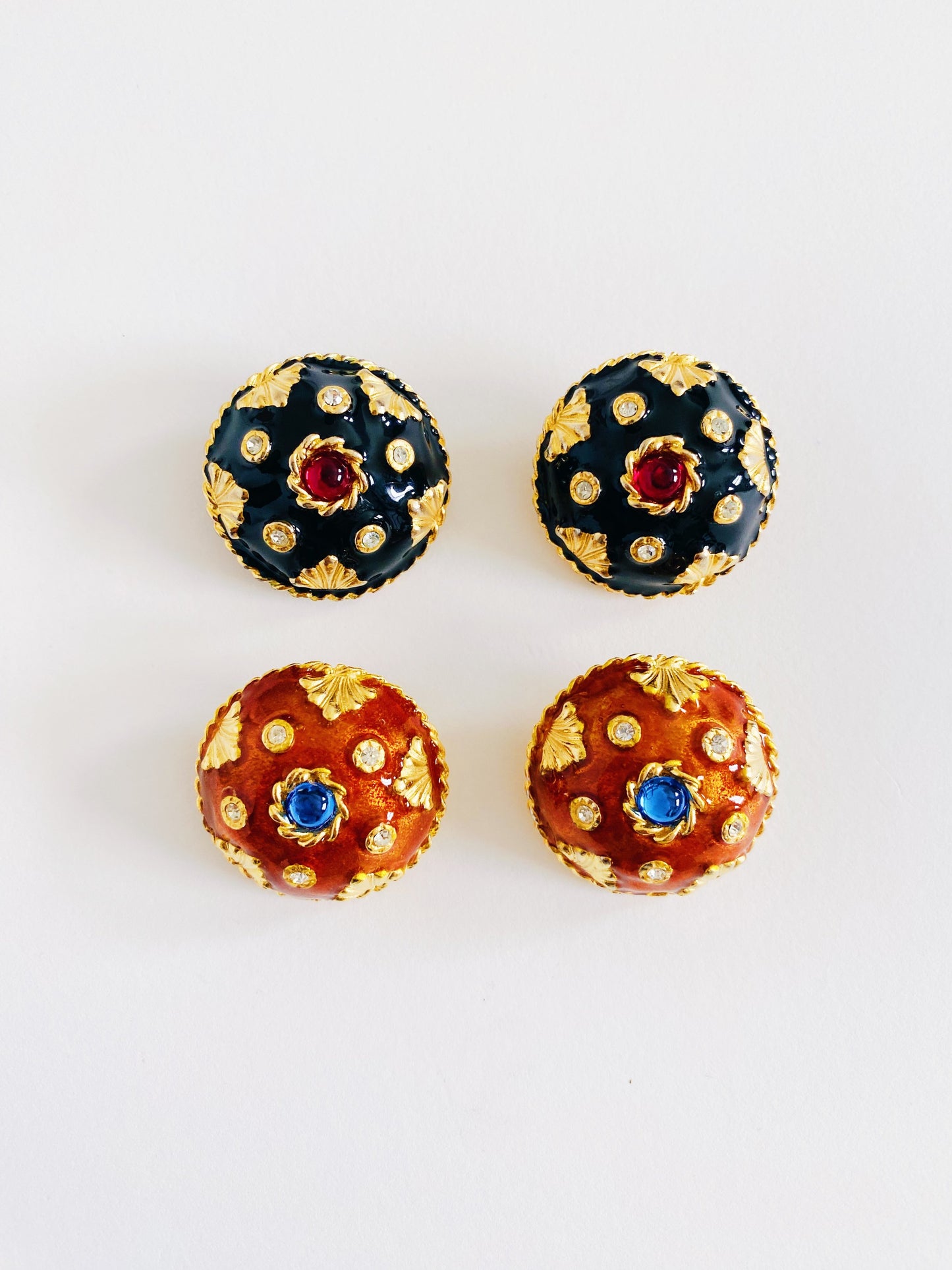 Vintage YOSCA Orange Enamel Earrings