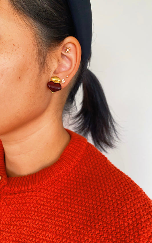 Vintage Pierre Cardin Glass Heart Clip-On Earrings