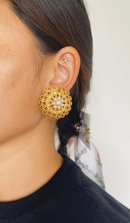 Vintage Avon Filigree Pearl Clip Earrings