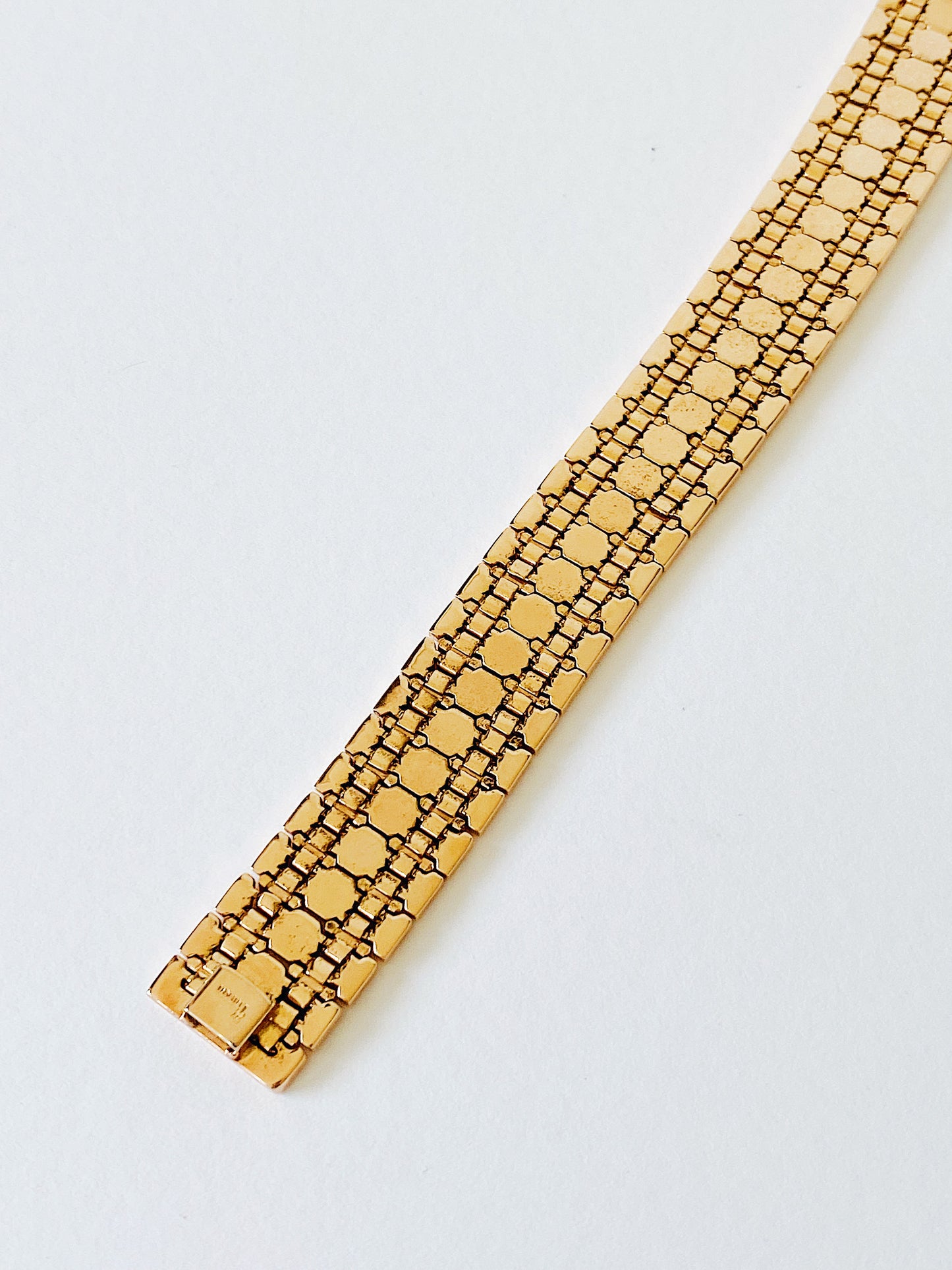 Rare Vintage 1940s Crown Trifari Honeycomb Link Bracelet by Alfred Philippe