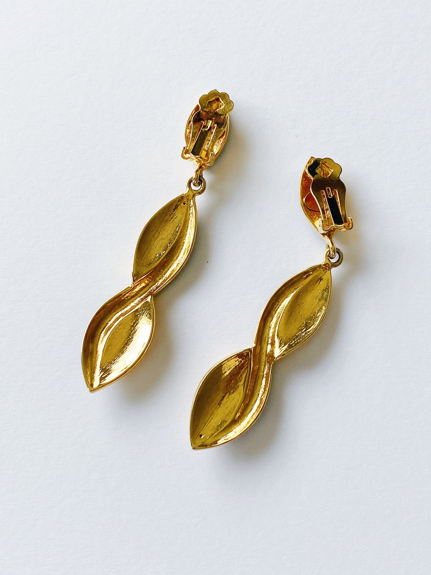 Vintage Bijoux Design Ribbon Rhinestone Earrings