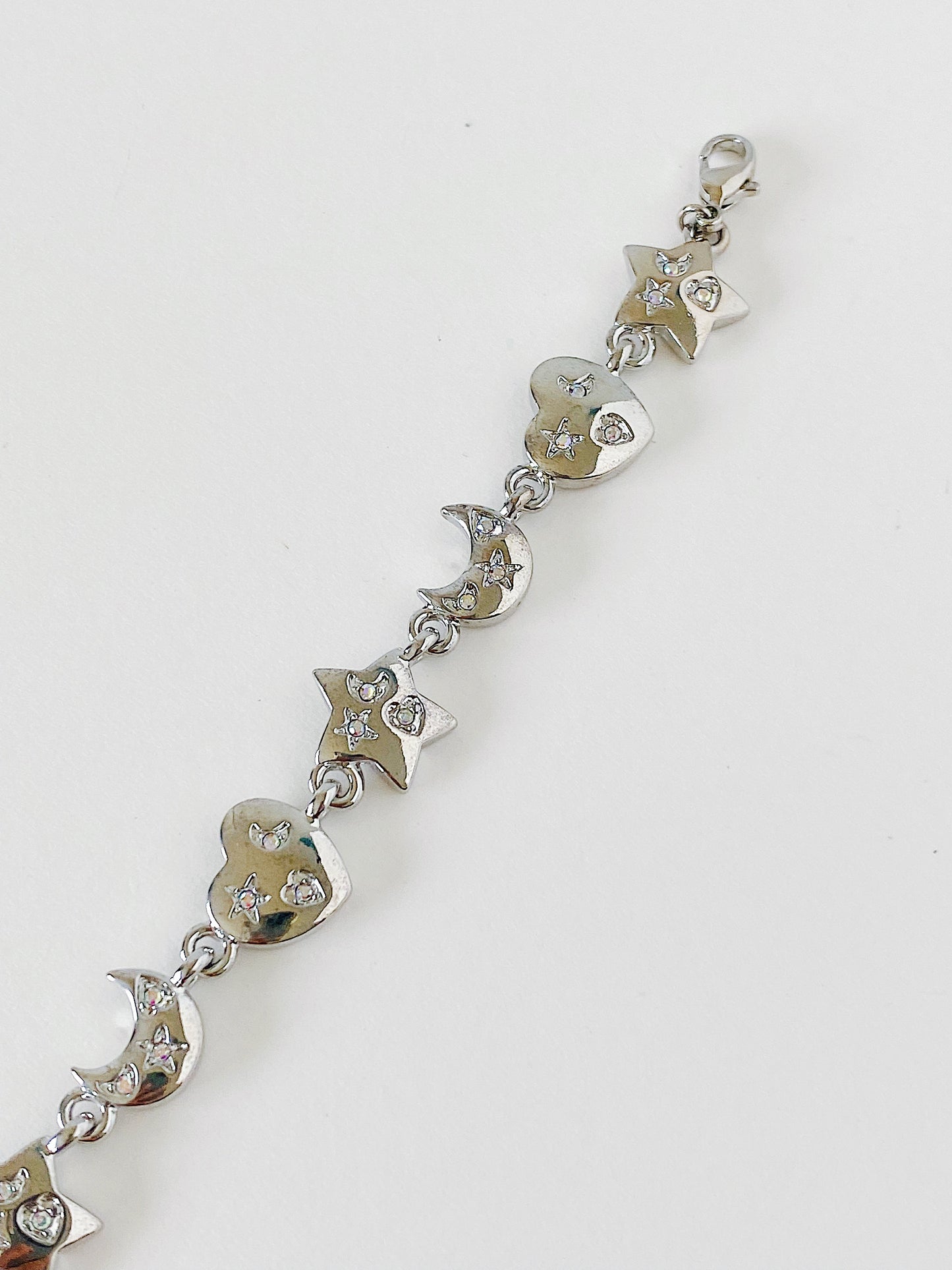 Vintage Kirks Folly Moon & Stars Bracelet Aurora Borealis Rhinestone