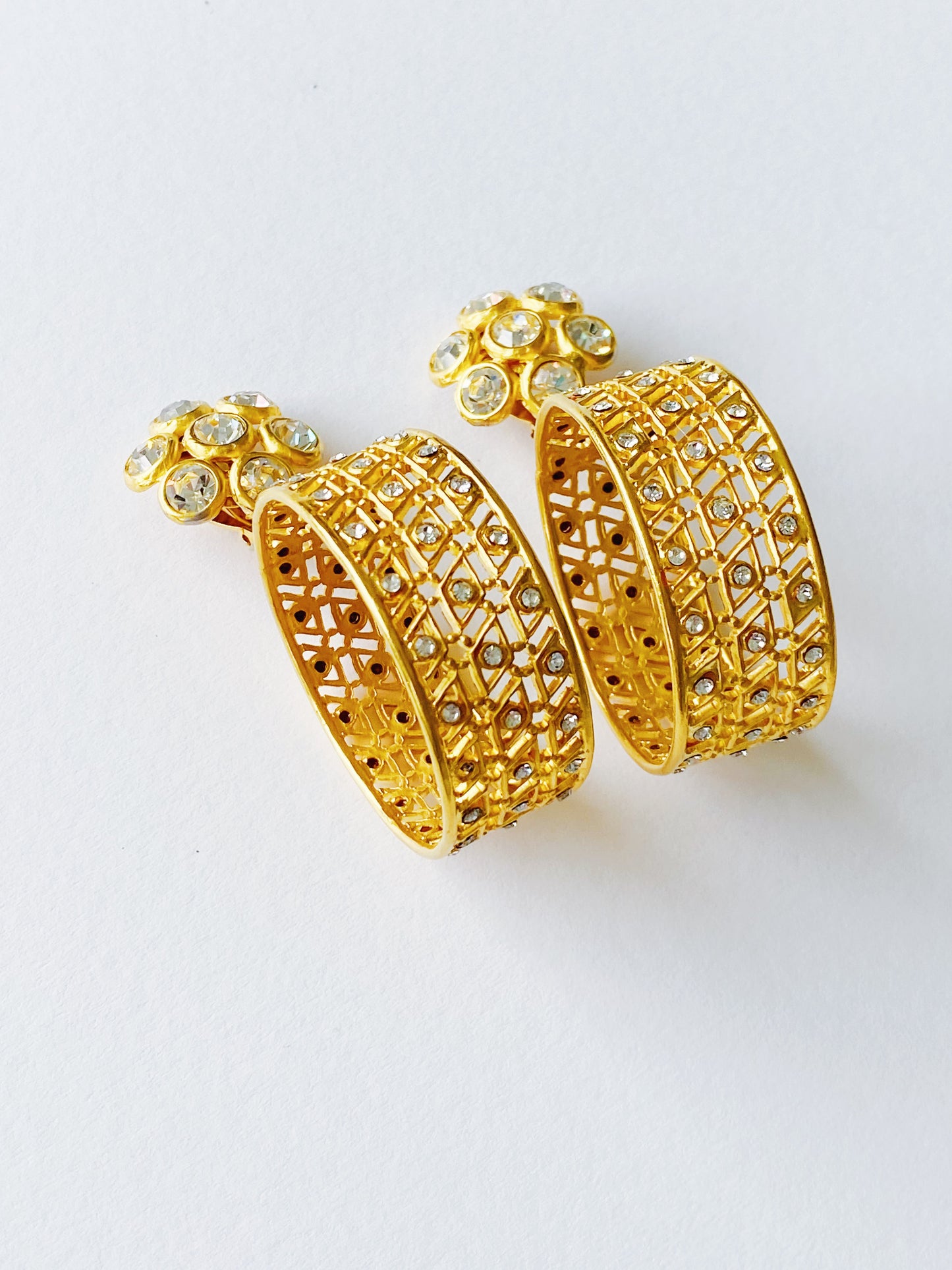 Vintage Deanna Hamro Crystal Hoop Earrings