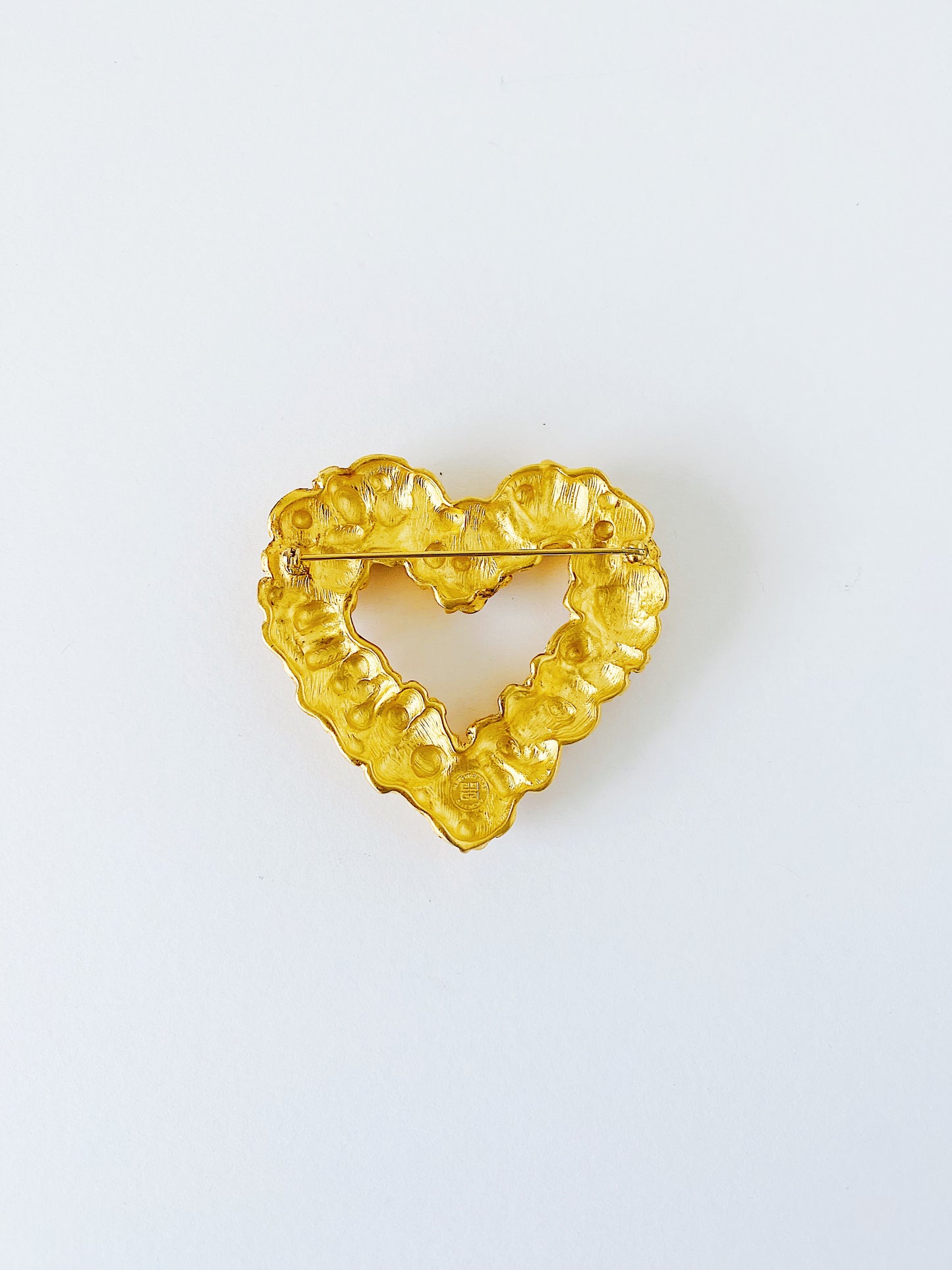 Vintage Givenchy Rosette Heart Brooch