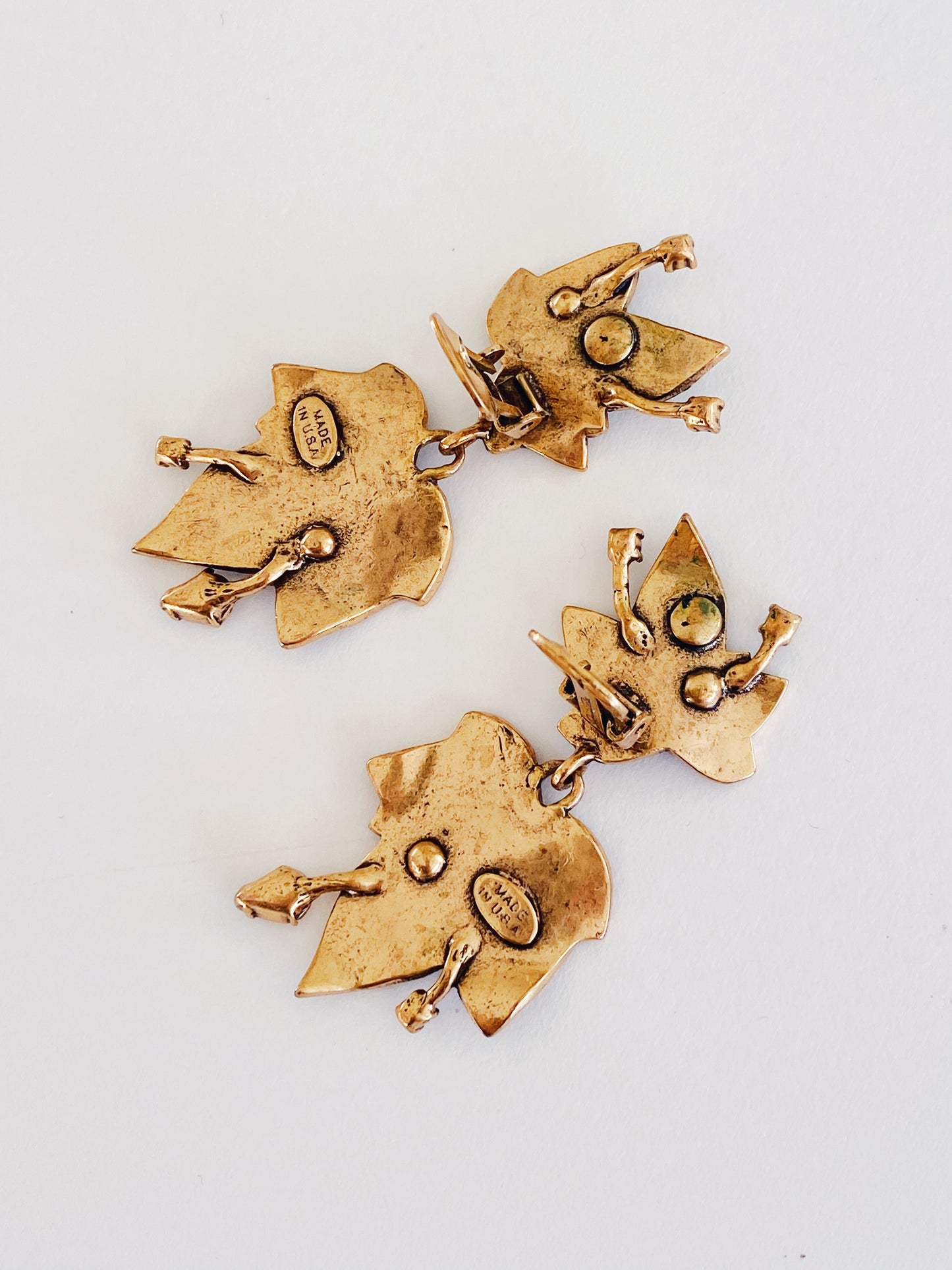 Vintage Oscar de la Renta Leaf Crystal Earrings