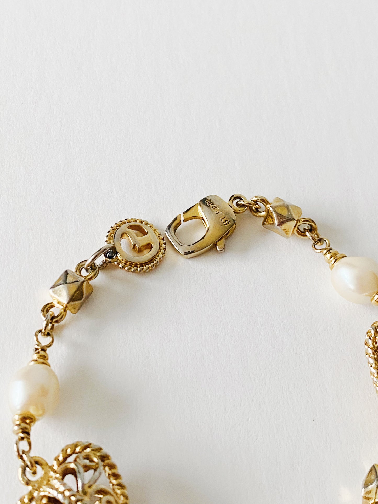 Vintage St. John Heart and Baroque Pearl Bracelet
