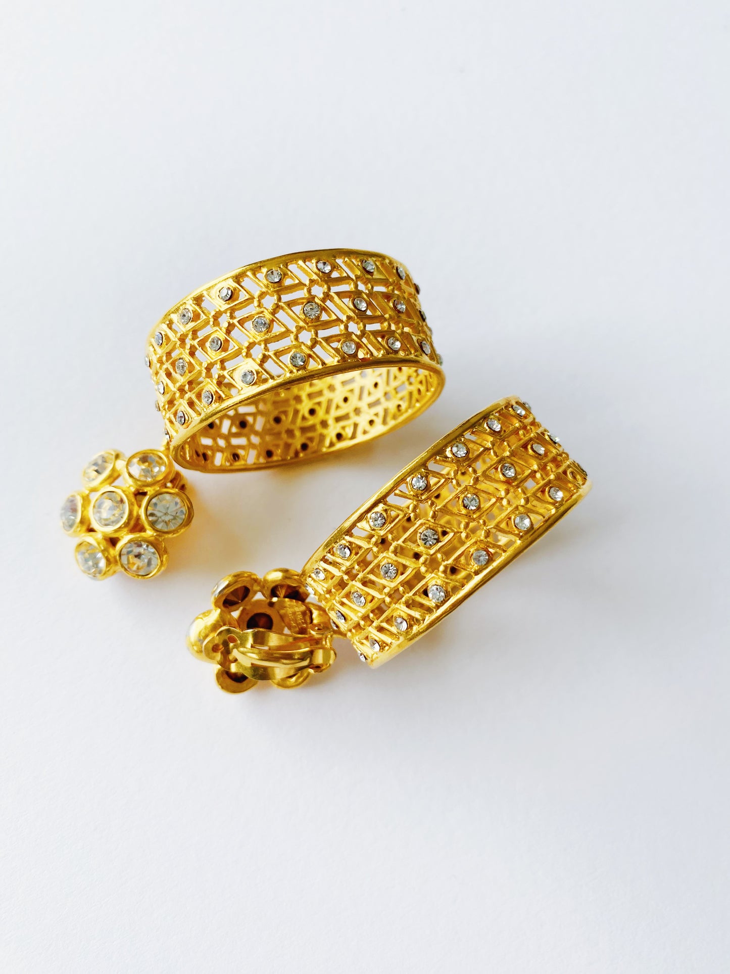 Vintage Deanna Hamro Crystal Hoop Earrings