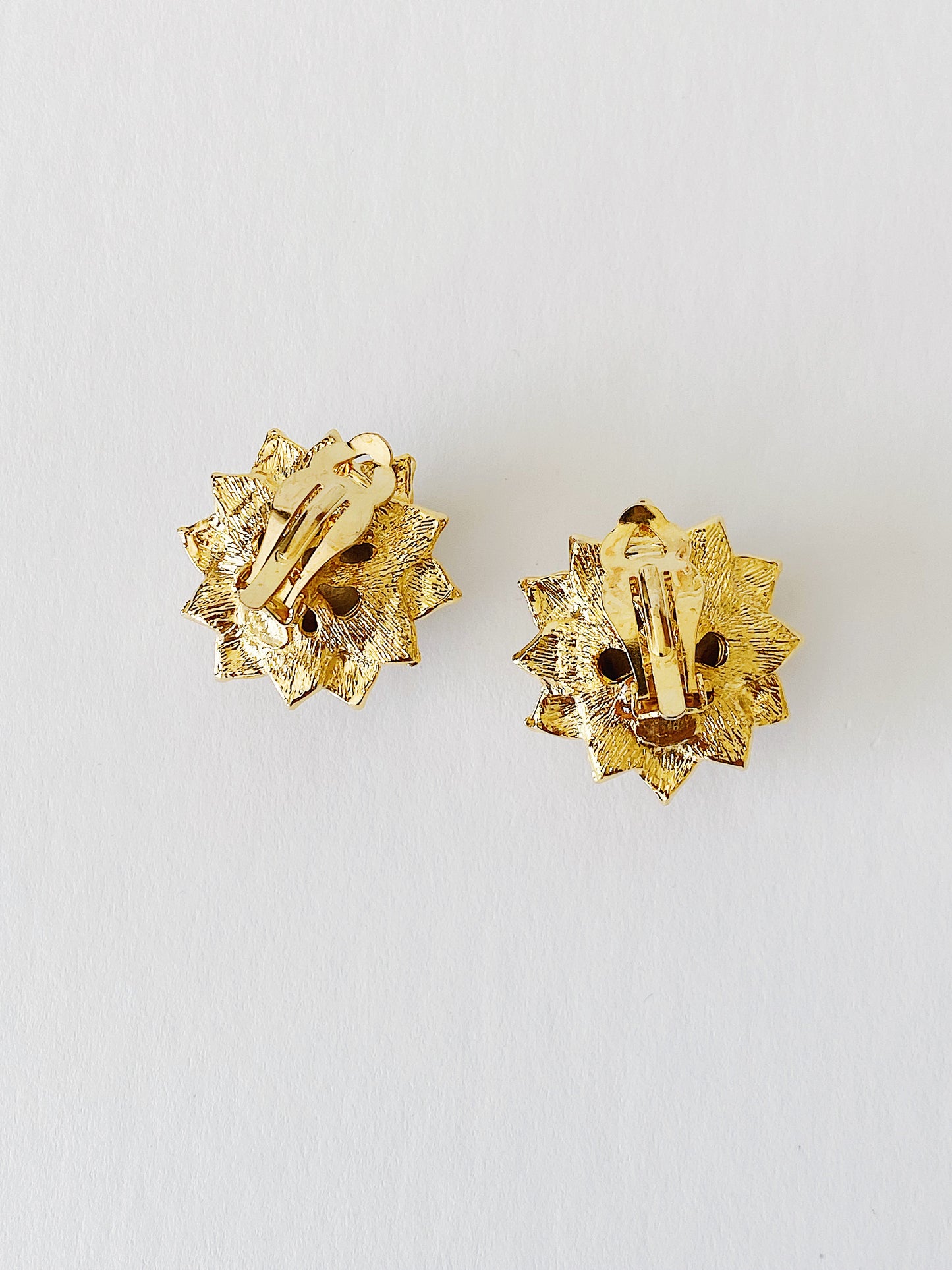 Vintage Two-Tone Sunflower Clip-On Earrings