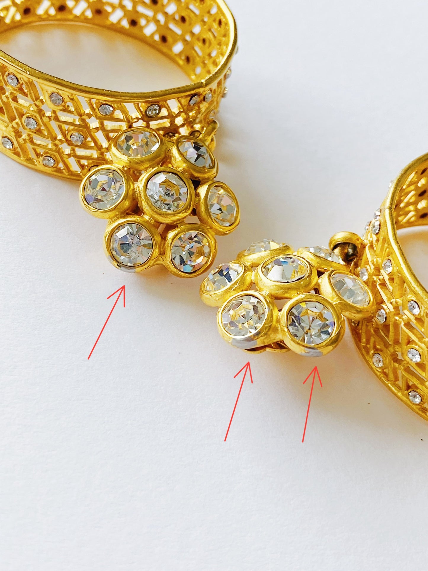 Vintage Deanna Hamro Crystal Hoop Earrings