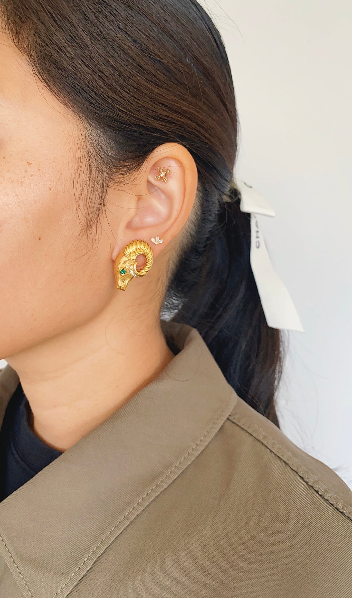 Vintage KJL for Avon Ram Earrings