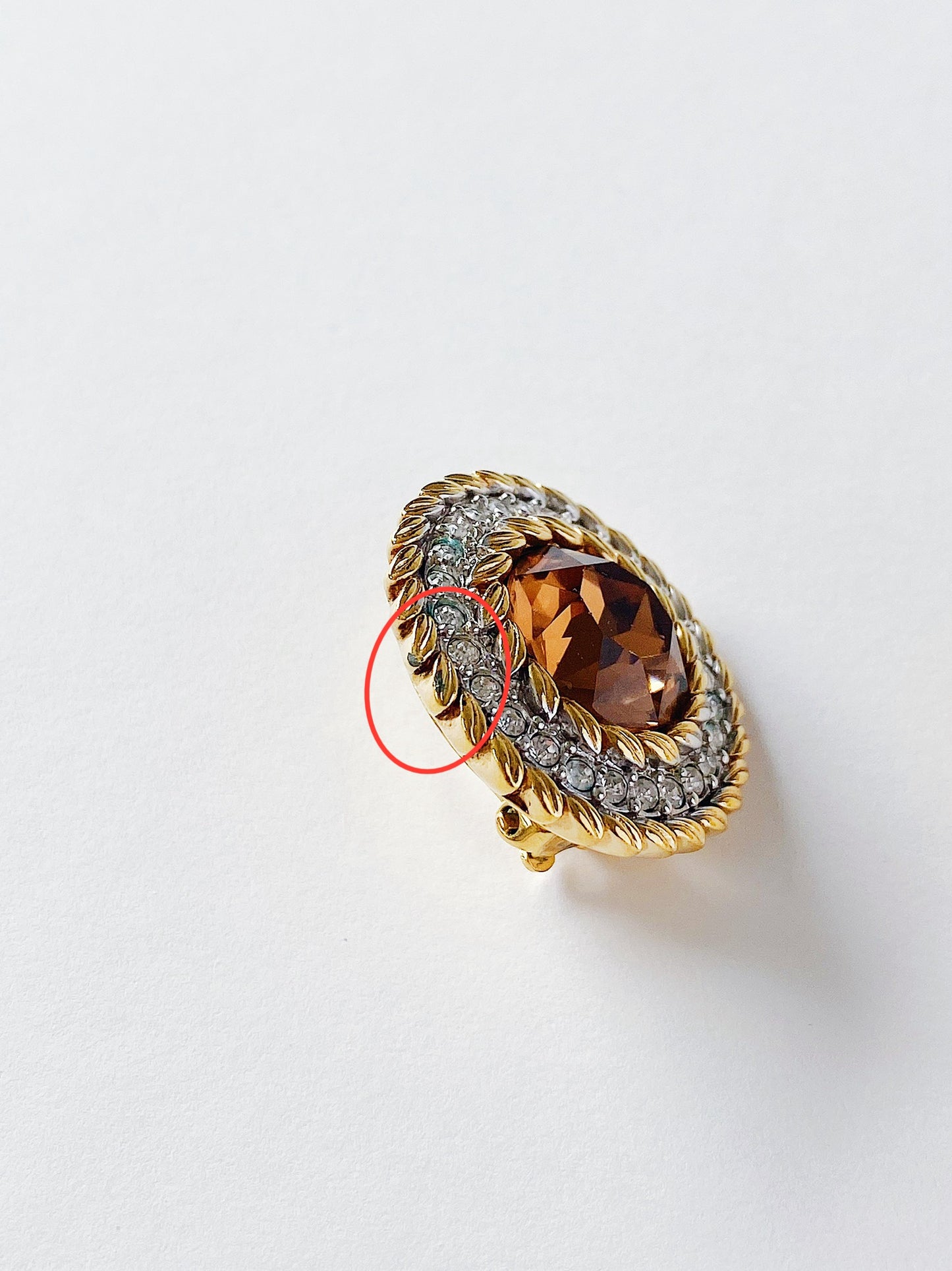 Vintage Swarovski Round Amber Clip Earrings