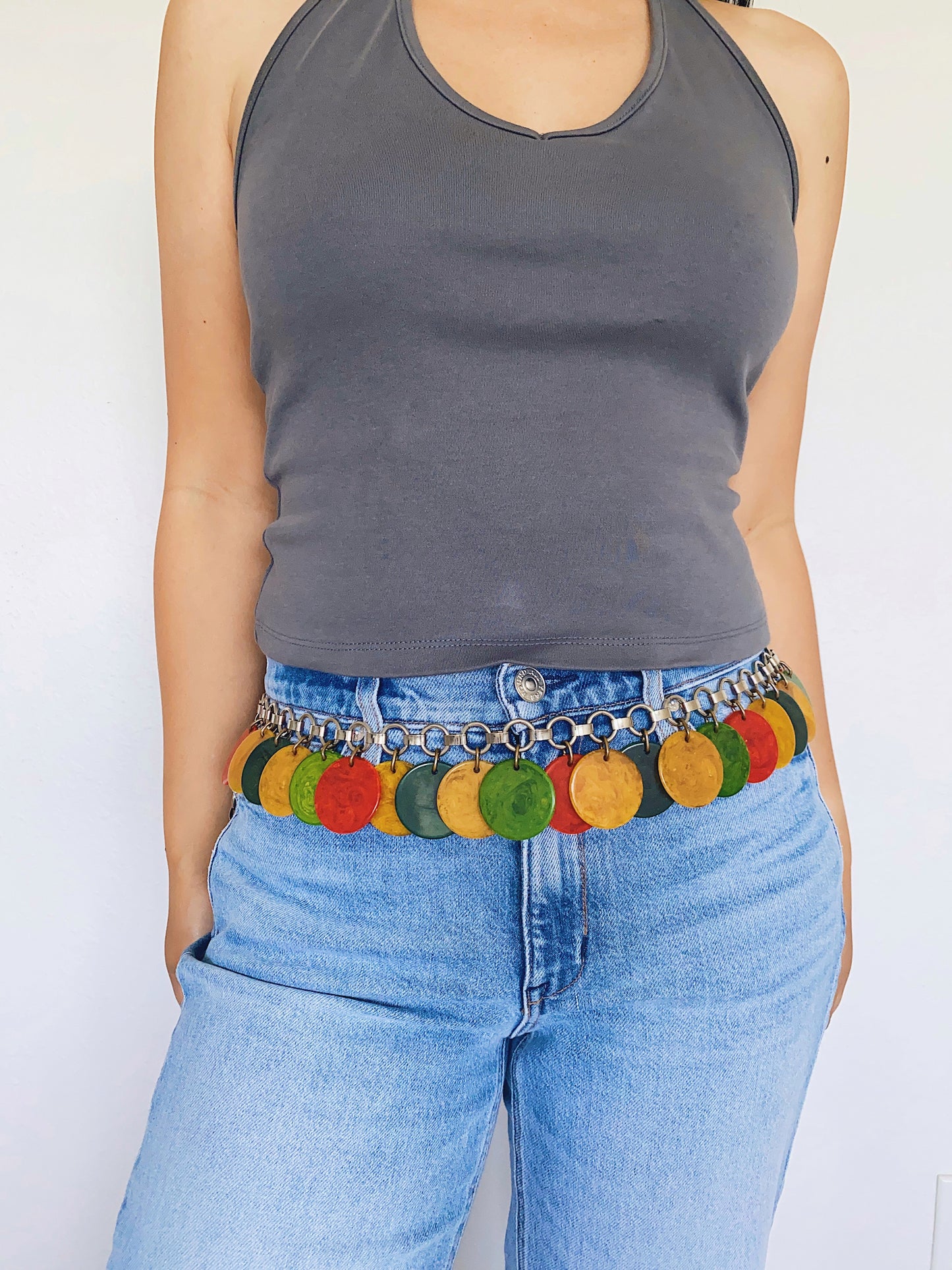 Vintage 1960s/70s Yves Saint Laurent Bakelite Disc Link Chain Belt