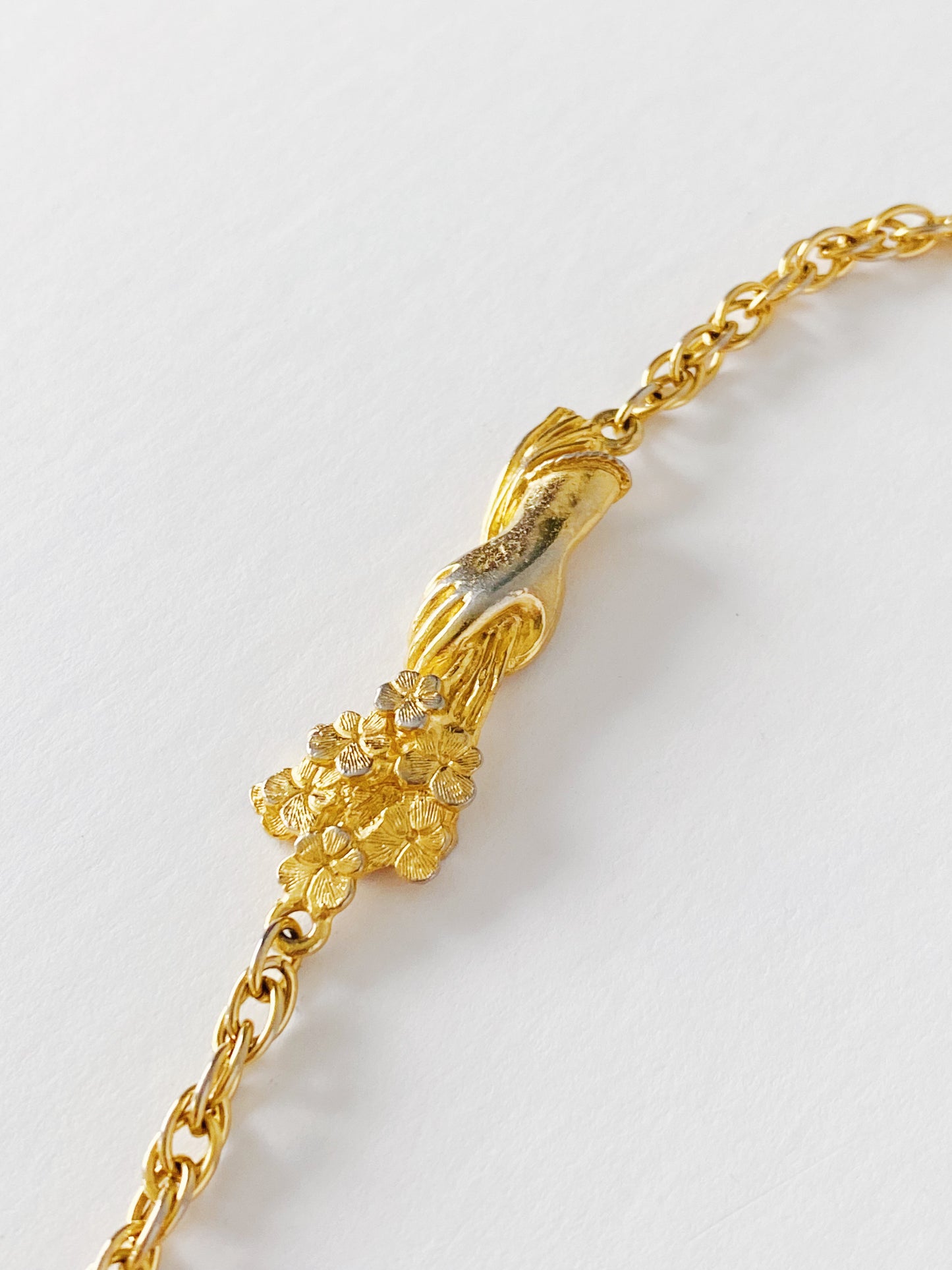 Rare Vintage Judith Leiber Hand Holding Flower Necklace