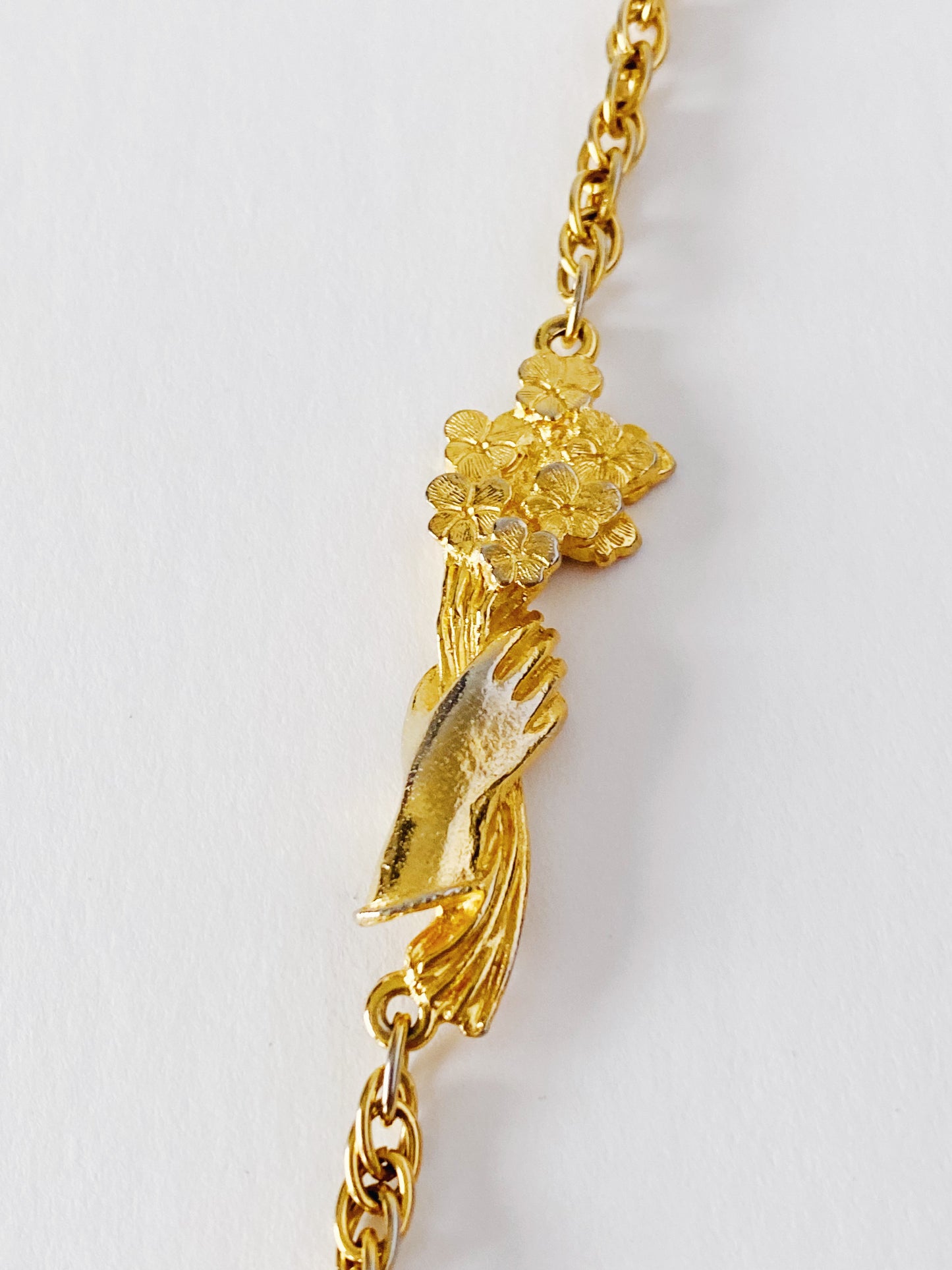 Rare Vintage Judith Leiber Hand Holding Flower Necklace
