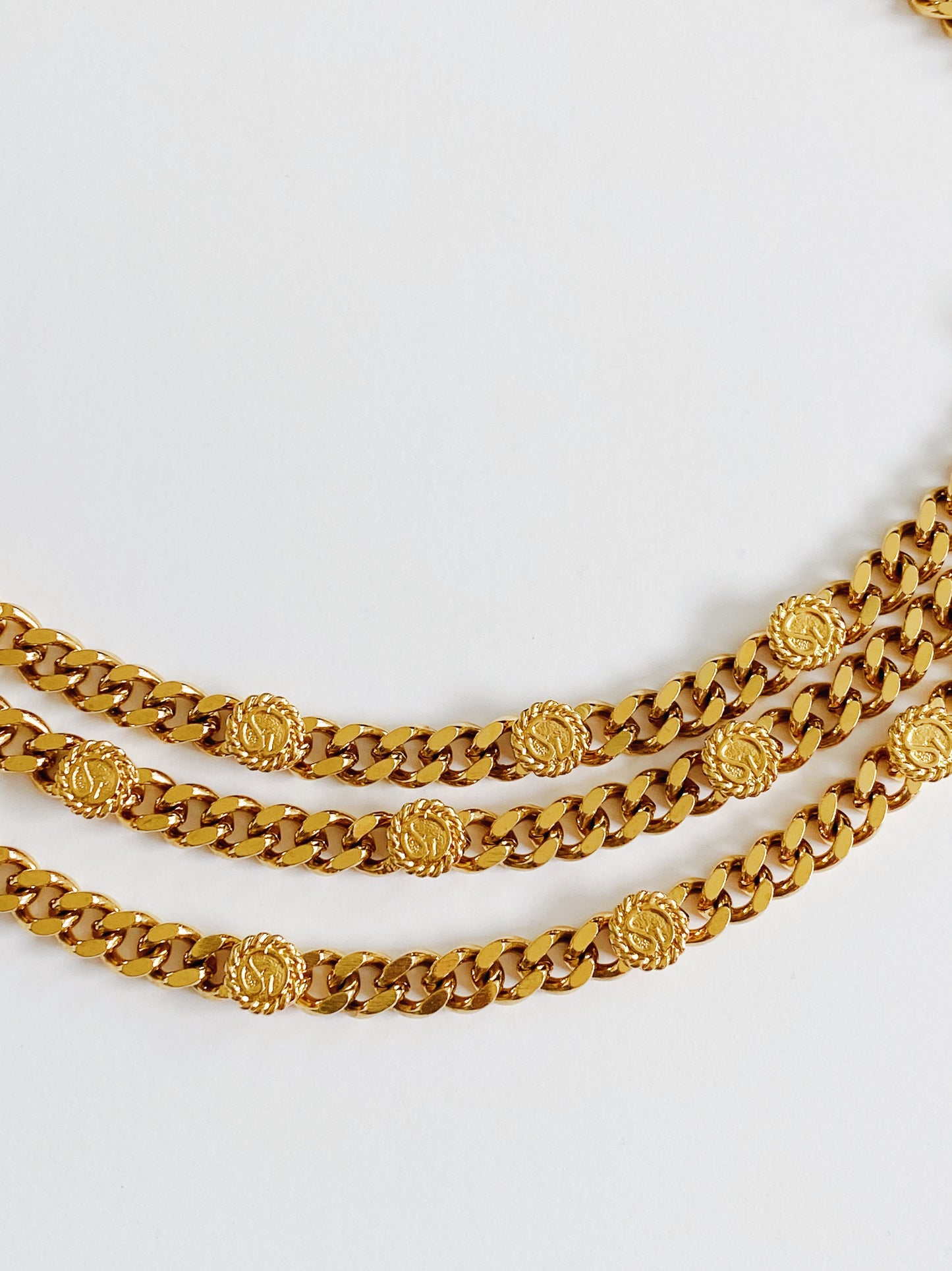 Vintage St. John Logo Triple Chain Belt – 24K Gold-Plated