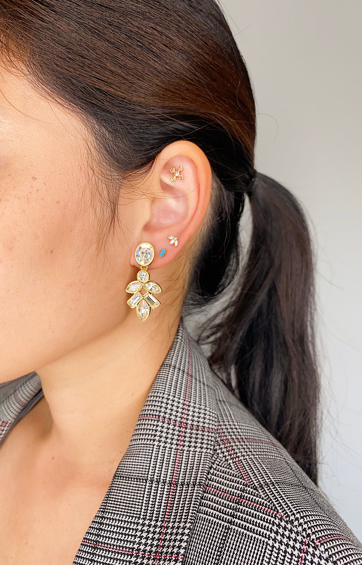 Vintage Swarovski Floral Drop Clip Earrings
