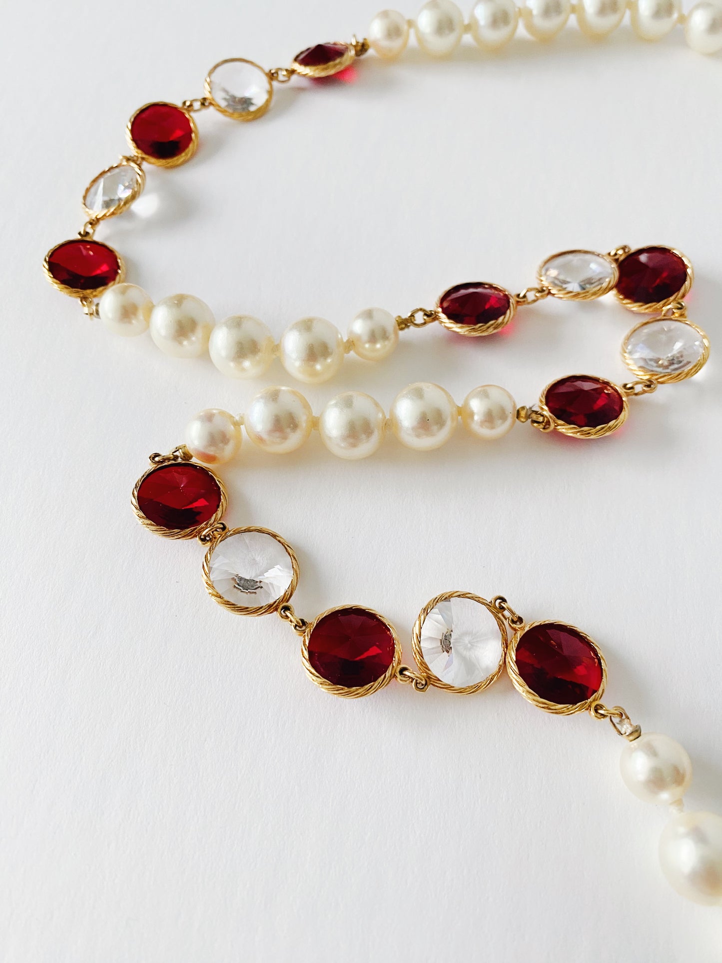 Vintage Rivoli Crystals & Glass Pearls Necklace