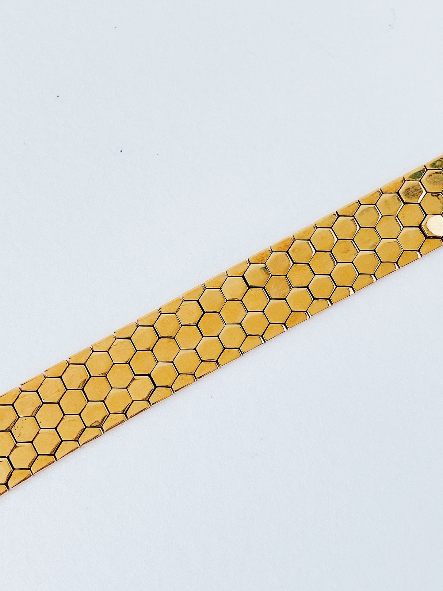 Rare Vintage 1940s Crown Trifari Honeycomb Link Bracelet by Alfred Philippe