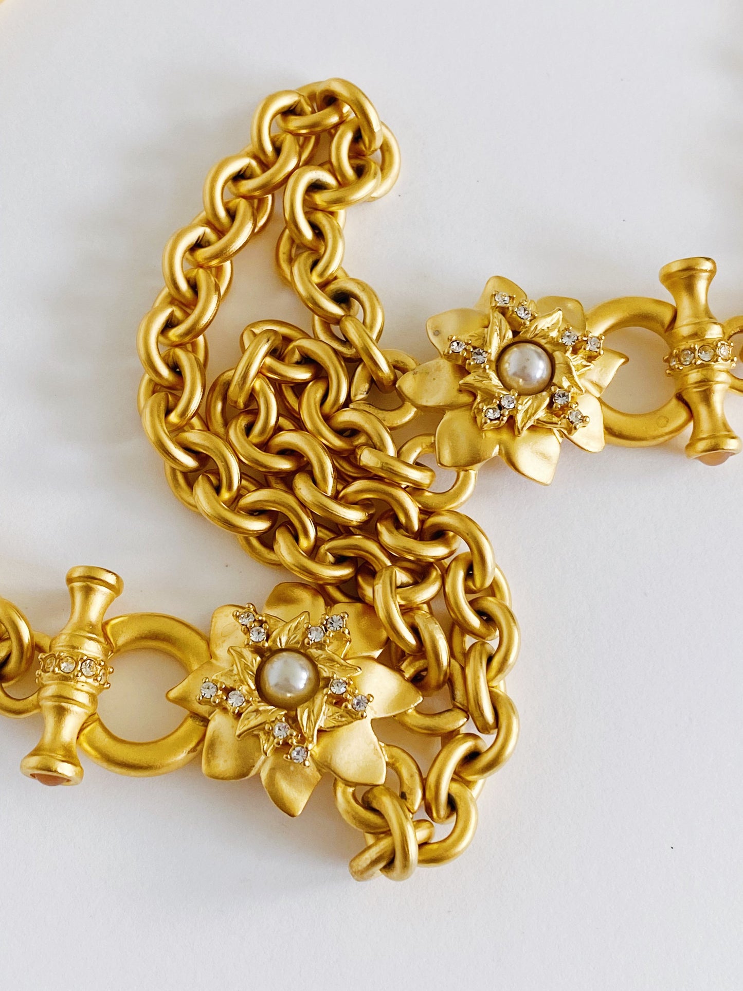 Rare Vintage Jesara Pearl Flower Chain Necklace