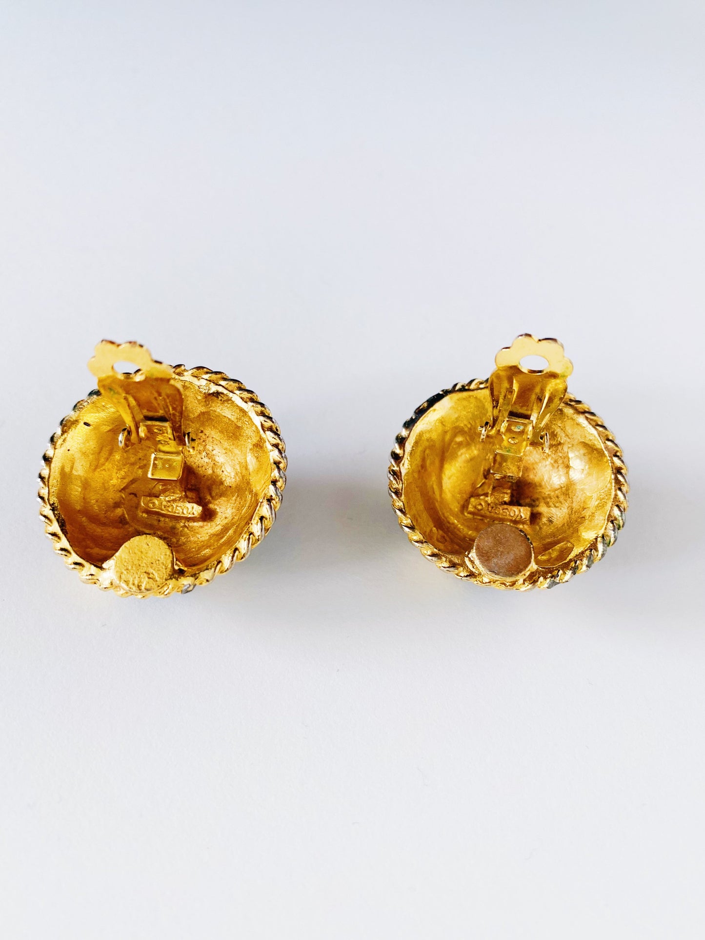Vintage YOSCA Black Enamel Earrings