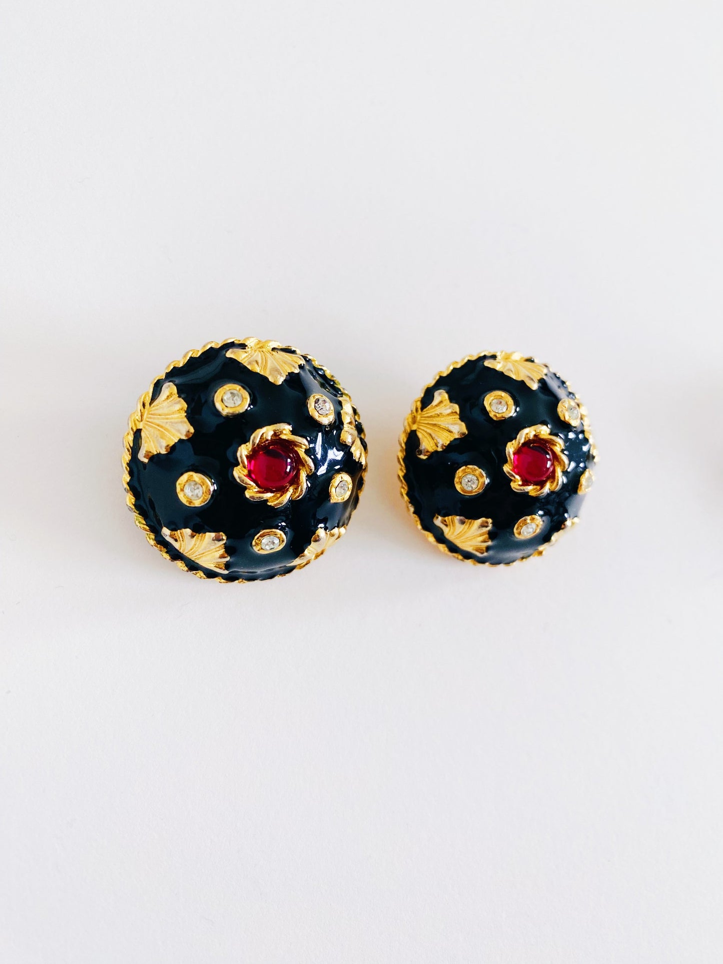 Vintage YOSCA Black Enamel Earrings