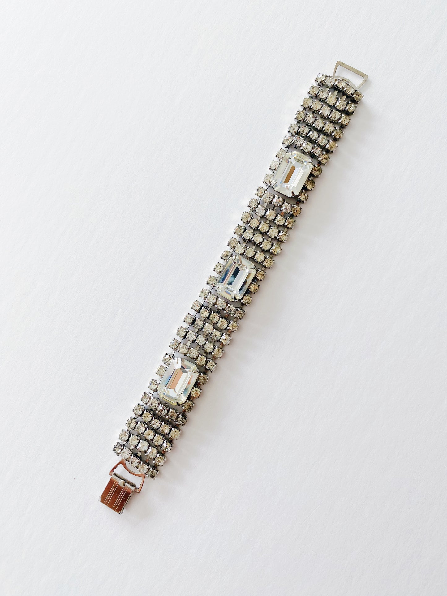 Vintage Rhinestone Emerald Bracelet