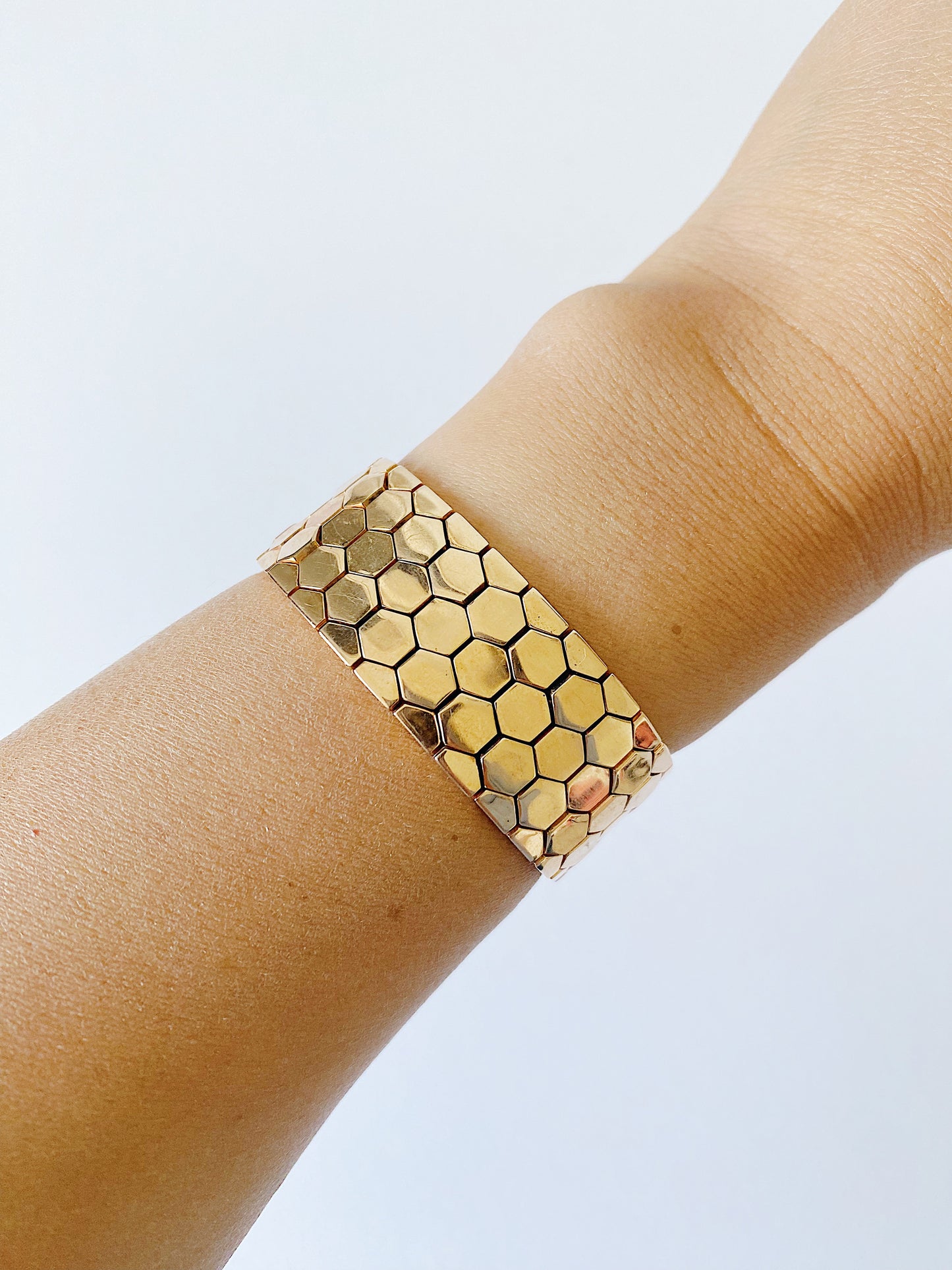 Rare Vintage 1940s Crown Trifari Honeycomb Link Bracelet by Alfred Philippe